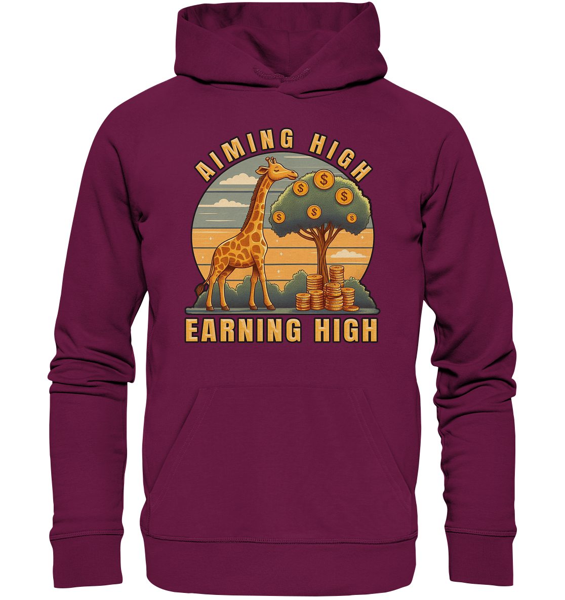 Aiming High Earning High – Giraffe und Geldbaum - Premium Unisex HoodiFaunaFeels OnlineshopAiming High Earning High – Giraffe und Geldbaum - Premium Unisex Hoodie
