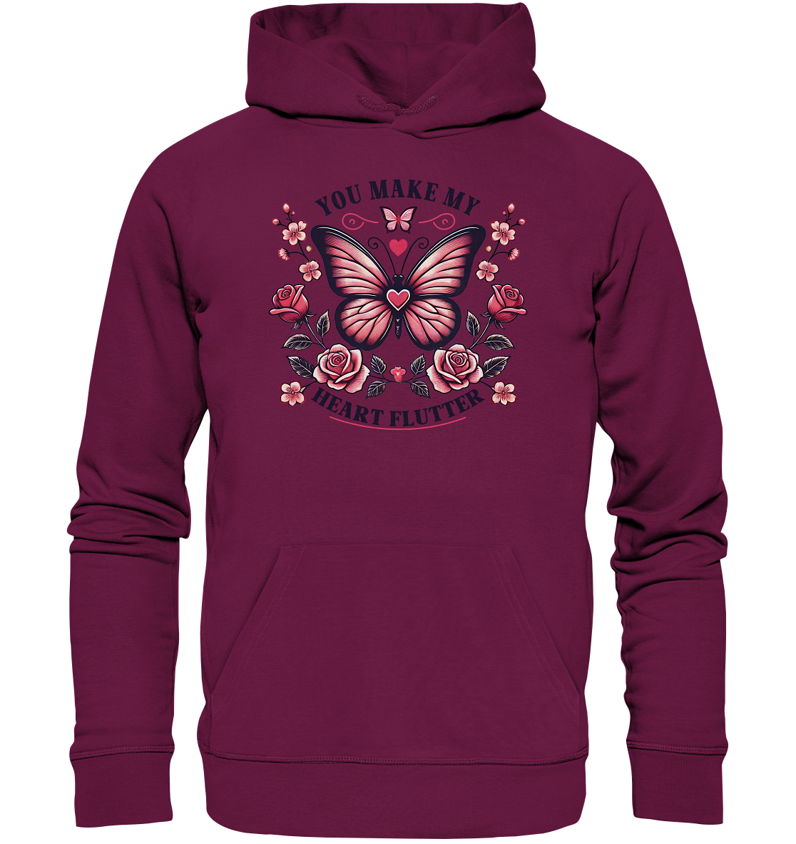 You Make My Heart Flutter - Romantischer Schmetterling mit Rosen - PreFaunaFeels OnlineshopHeart Flutter - Romantischer Schmetterling mit Rosen - Premium Unisex Hoodie