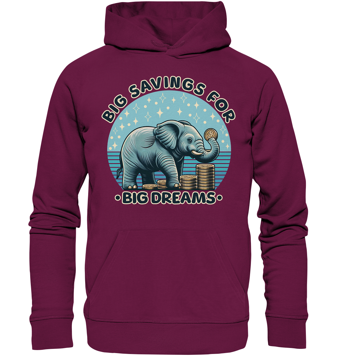Big Savings for Big Dreams – Elefant mit Münzen - Premium Unisex HoodiFaunaFeels Onlineshopbig dreams – elefant mit