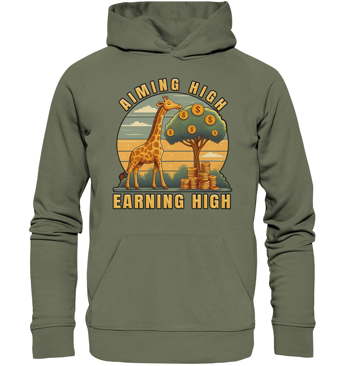 Aiming High Earning High – Giraffe und Geldbaum - Premium Unisex HoodiFaunaFeels OnlineshopAiming High Earning High – Giraffe und Geldbaum - Premium Unisex Hoodie