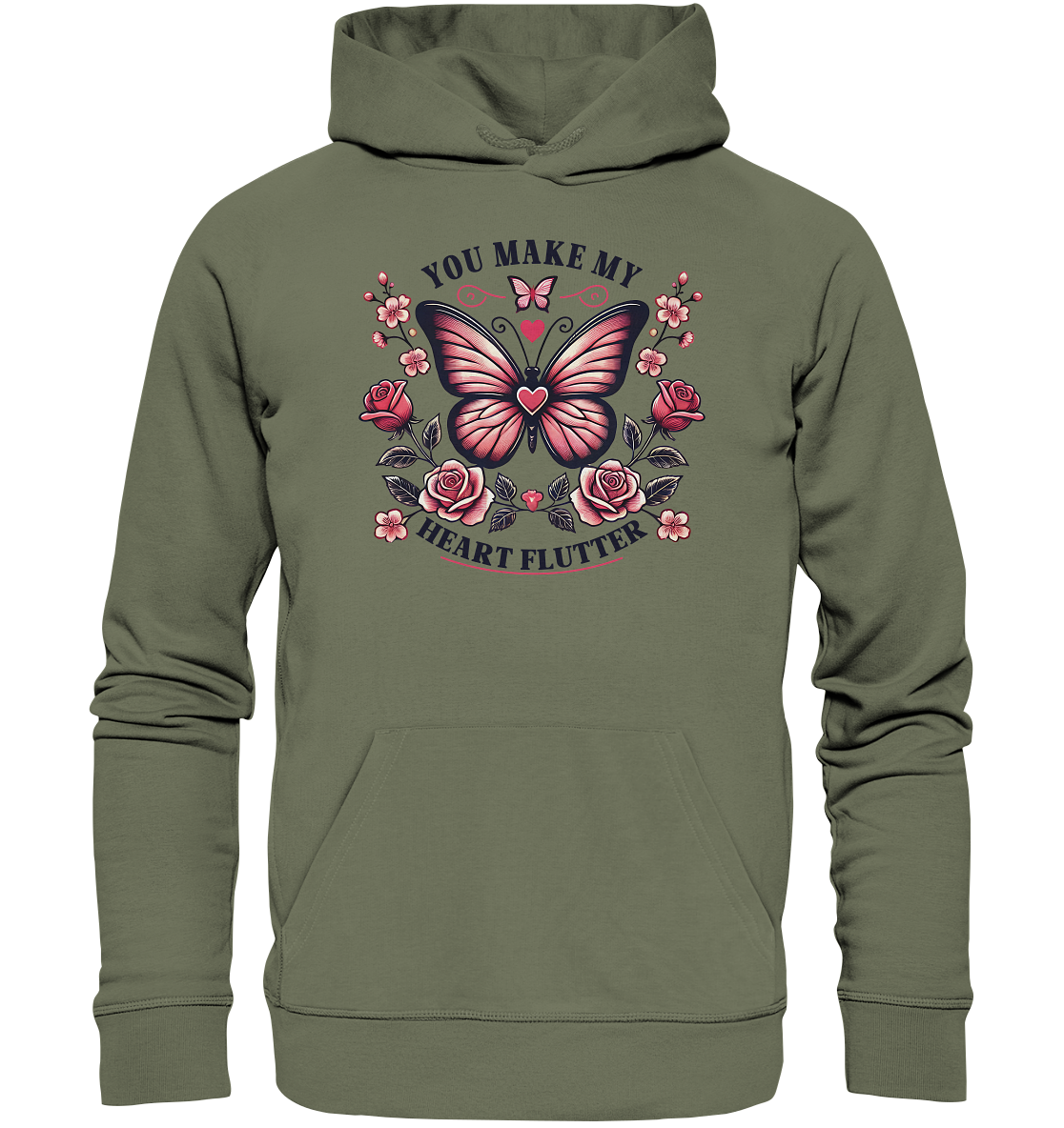 You Make My Heart Flutter - Romantischer Schmetterling mit Rosen - PreFaunaFeels OnlineshopHeart Flutter - Romantischer Schmetterling mit Rosen - Premium Unisex Hoodie