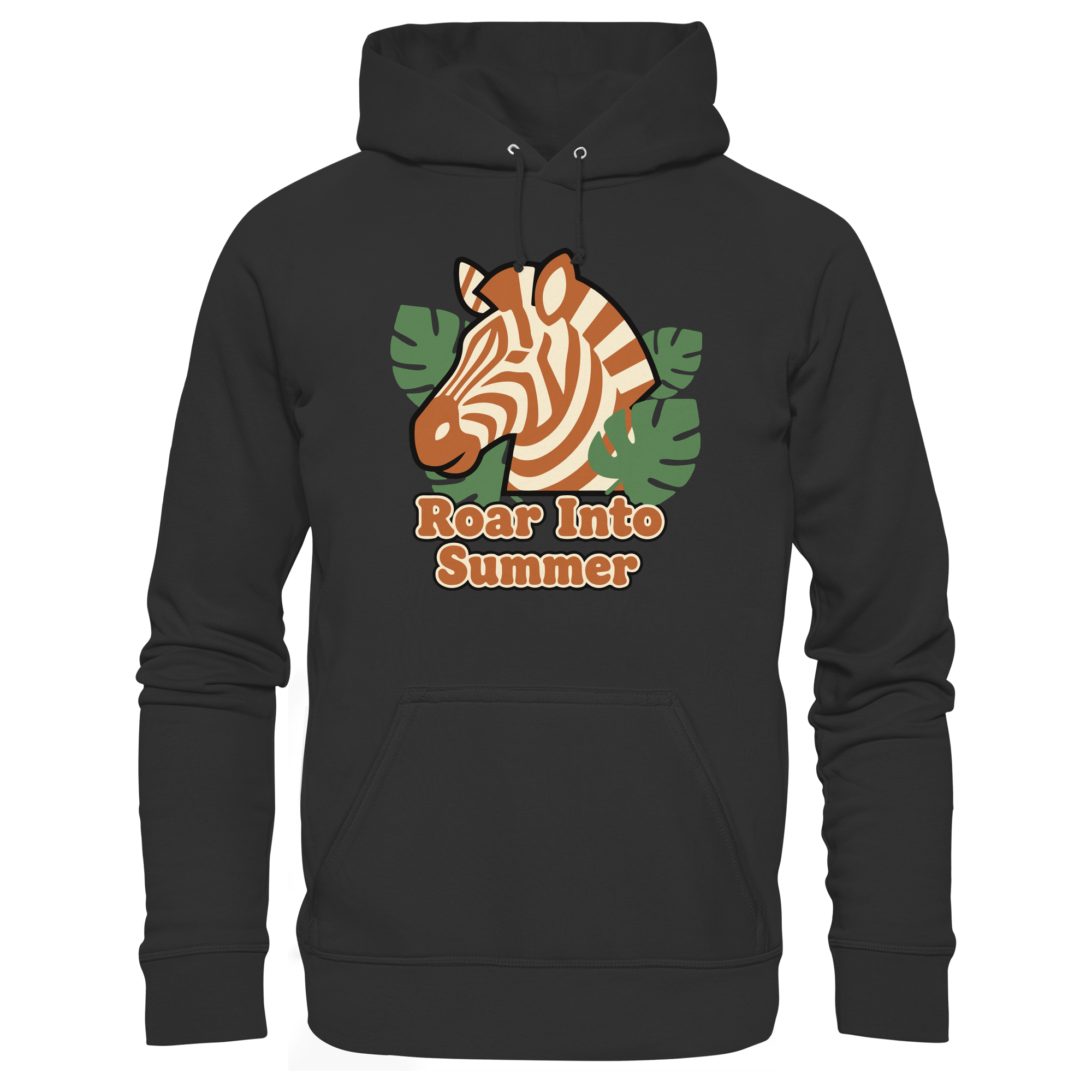 Roar Into Summer Zebra – Tropisches Streifentier - Premium Unisex Hoodie