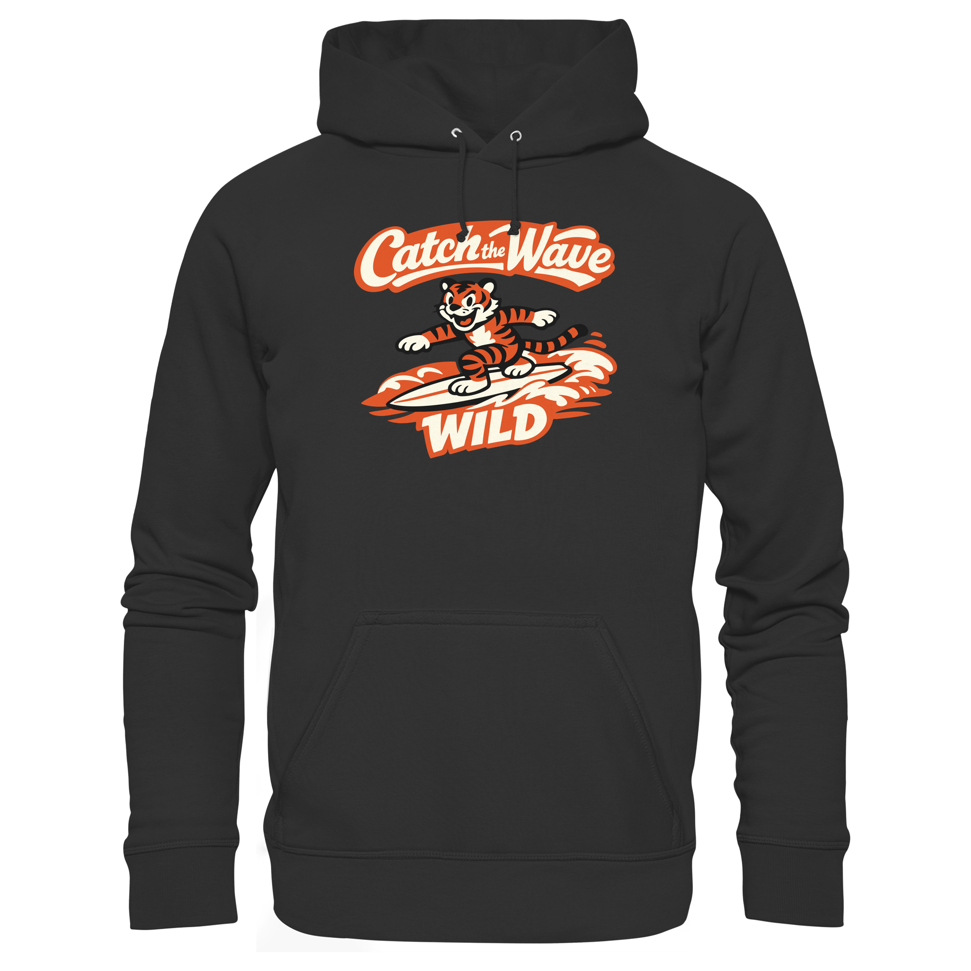 Catch the Wave Tiger – Vintage Surf Wildcat - Premium Unisex Hoodie