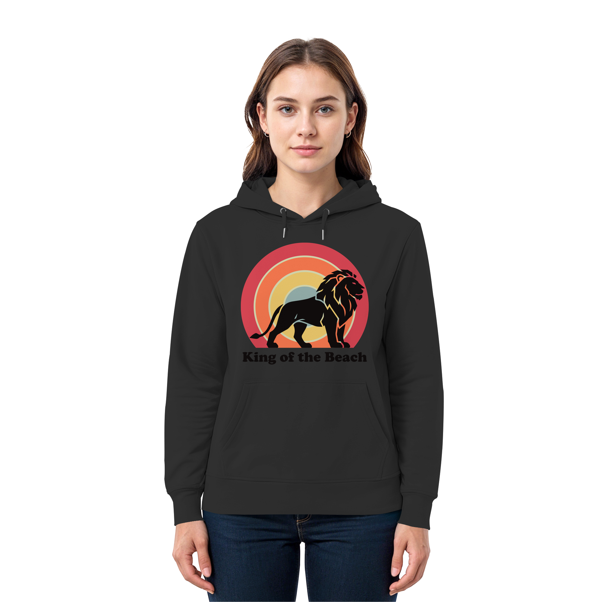 King of the Beach Löwe – Retro Strandkönig - Premium Unisex Hoodie