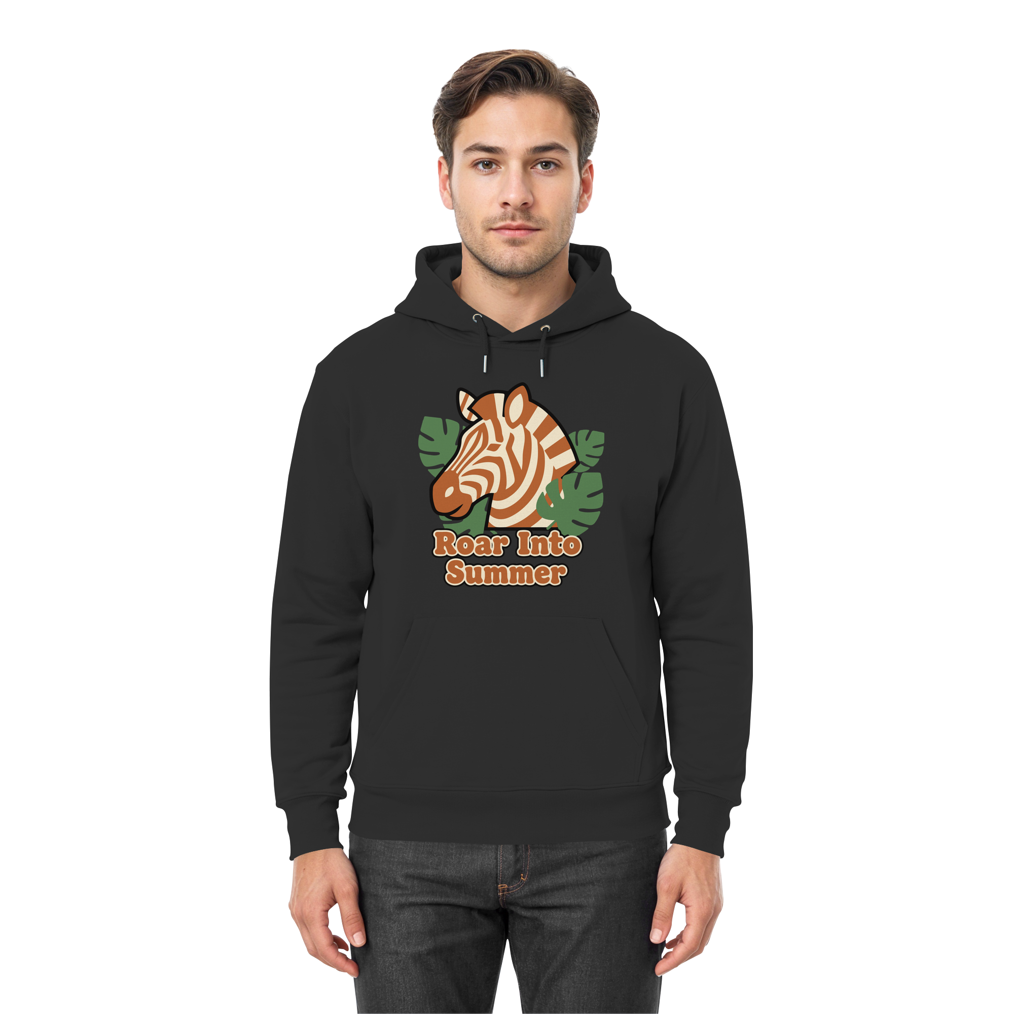 Roar Into Summer Zebra – Tropisches Streifentier - Premium Unisex Hoodie