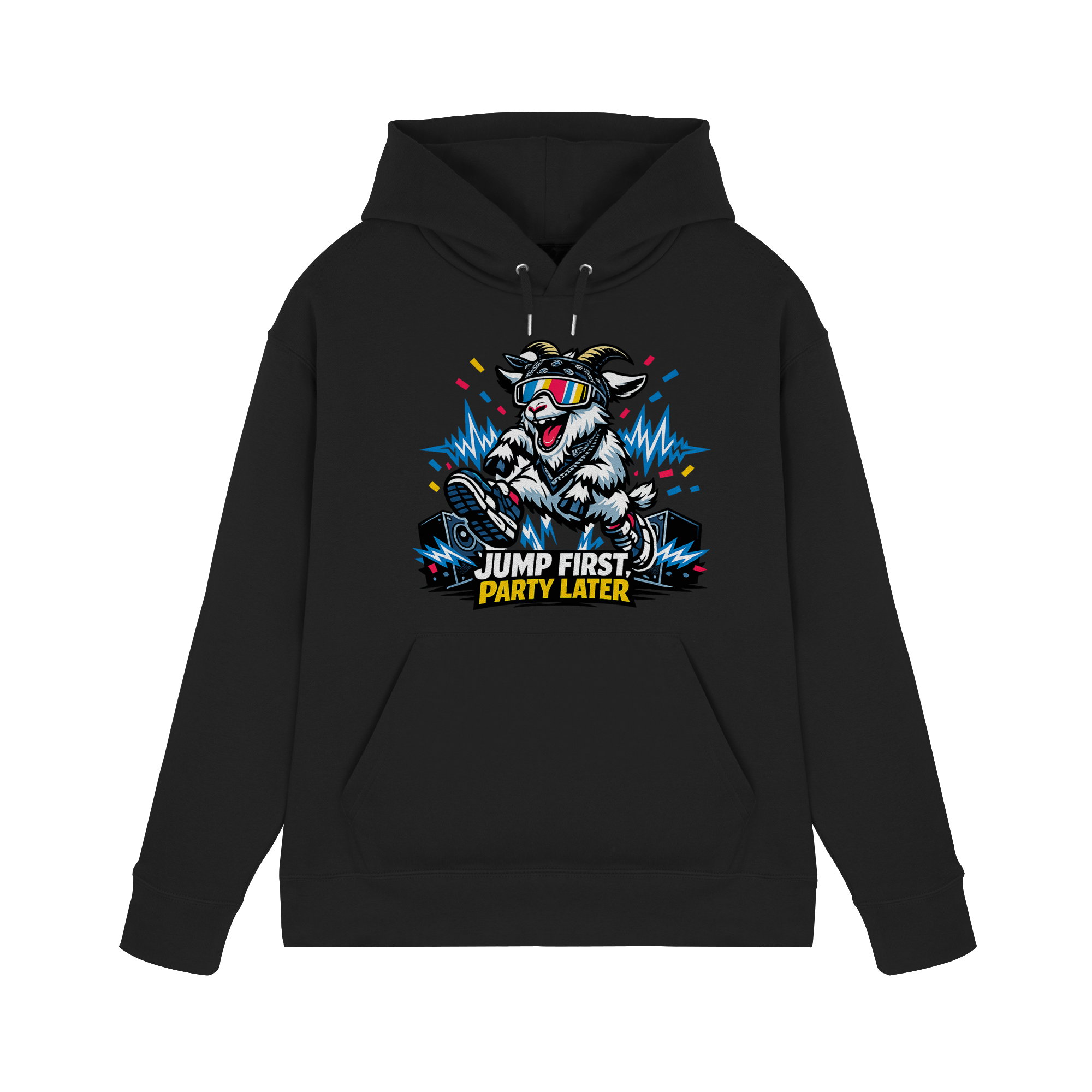 Jump First Party Later Ziege – Festival Goat - Premium Unisex Hoodie