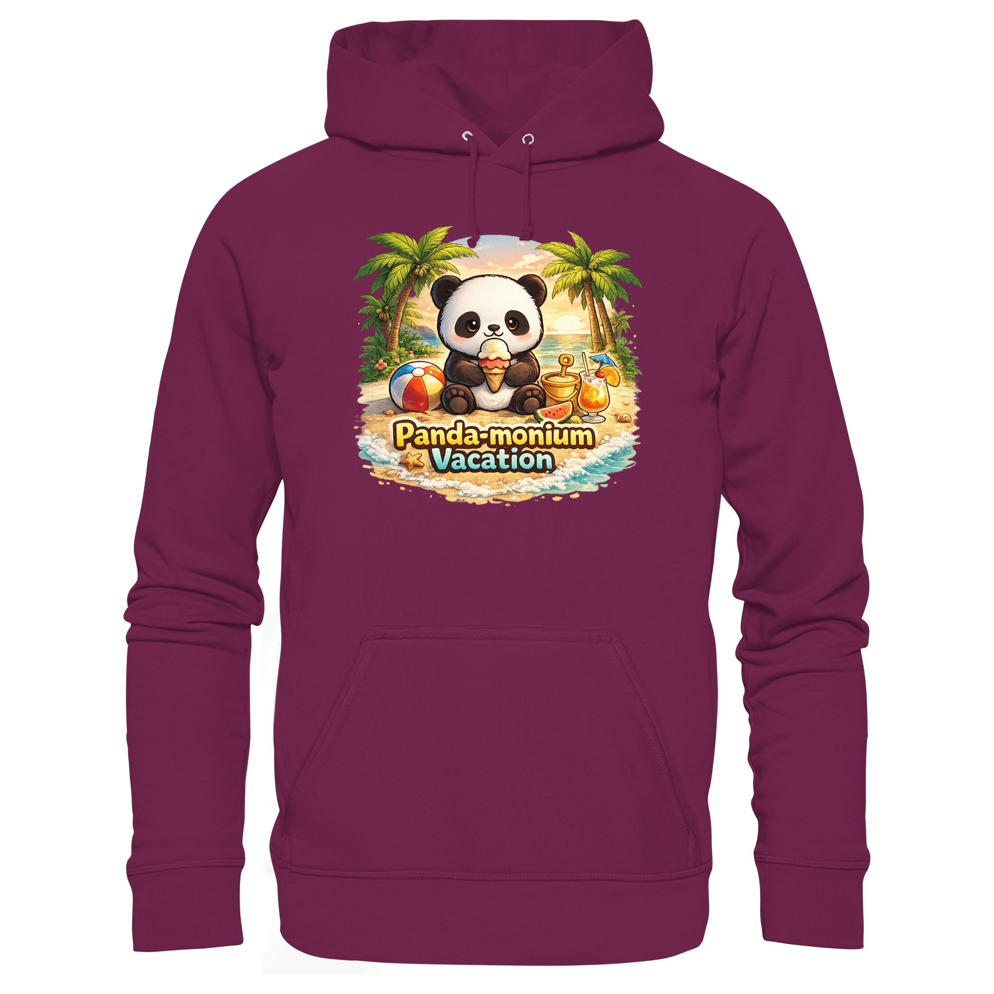 Panda-monium Vacation – Chilliger Strand Panda - Premium Unisex Hoodie