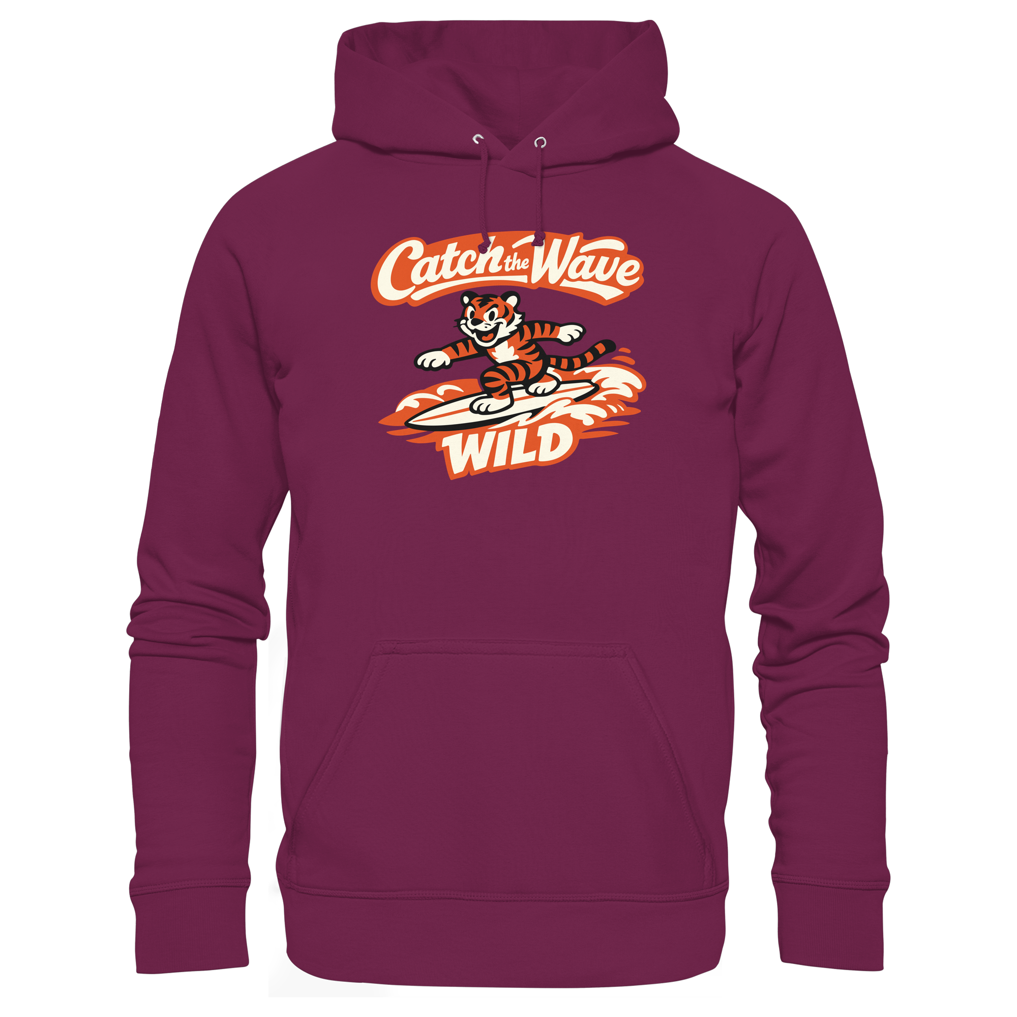 Catch the Wave Tiger – Vintage Surf Wildcat - Premium Unisex Hoodie