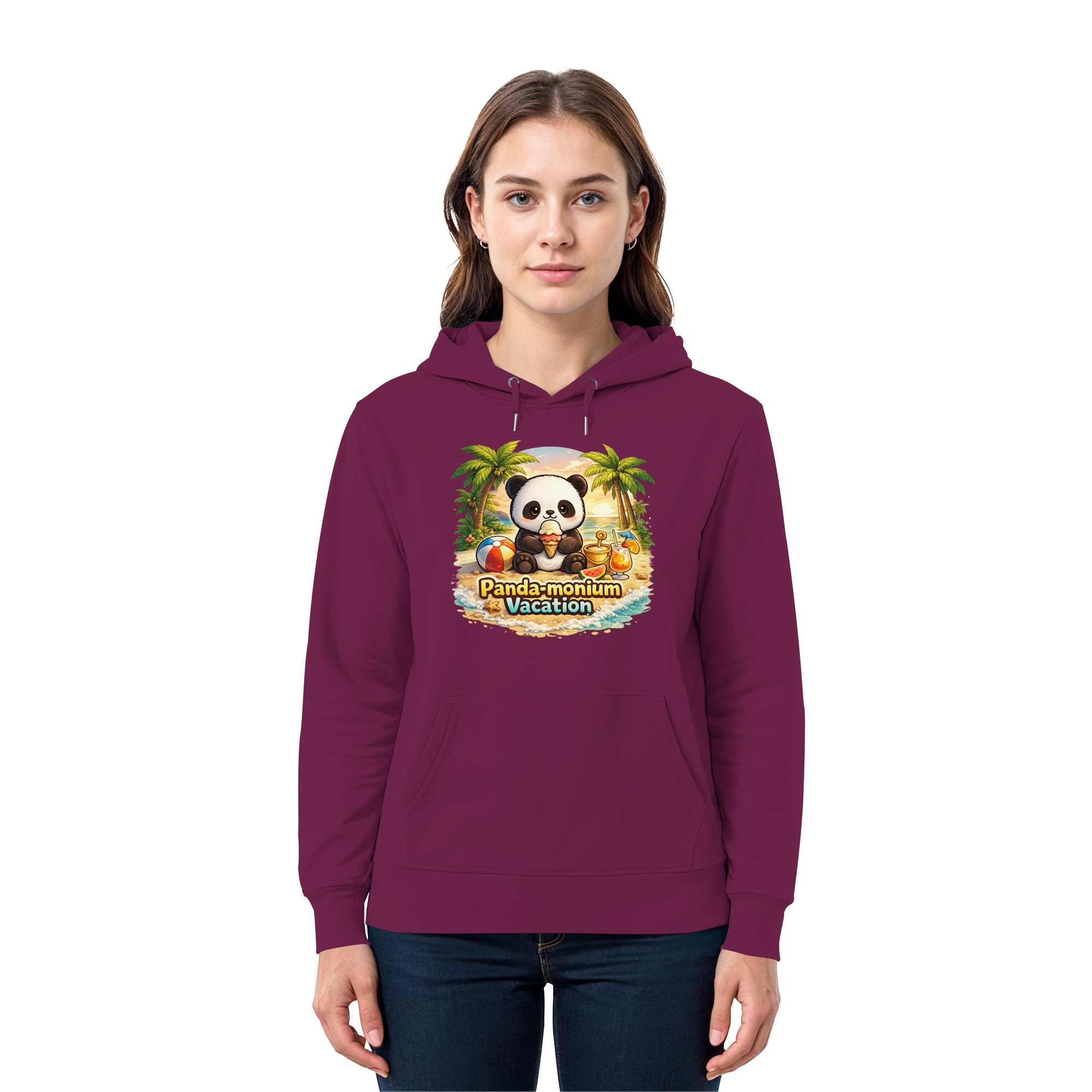 Panda-monium Vacation – Chilliger Strand Panda - Premium Unisex Hoodie
