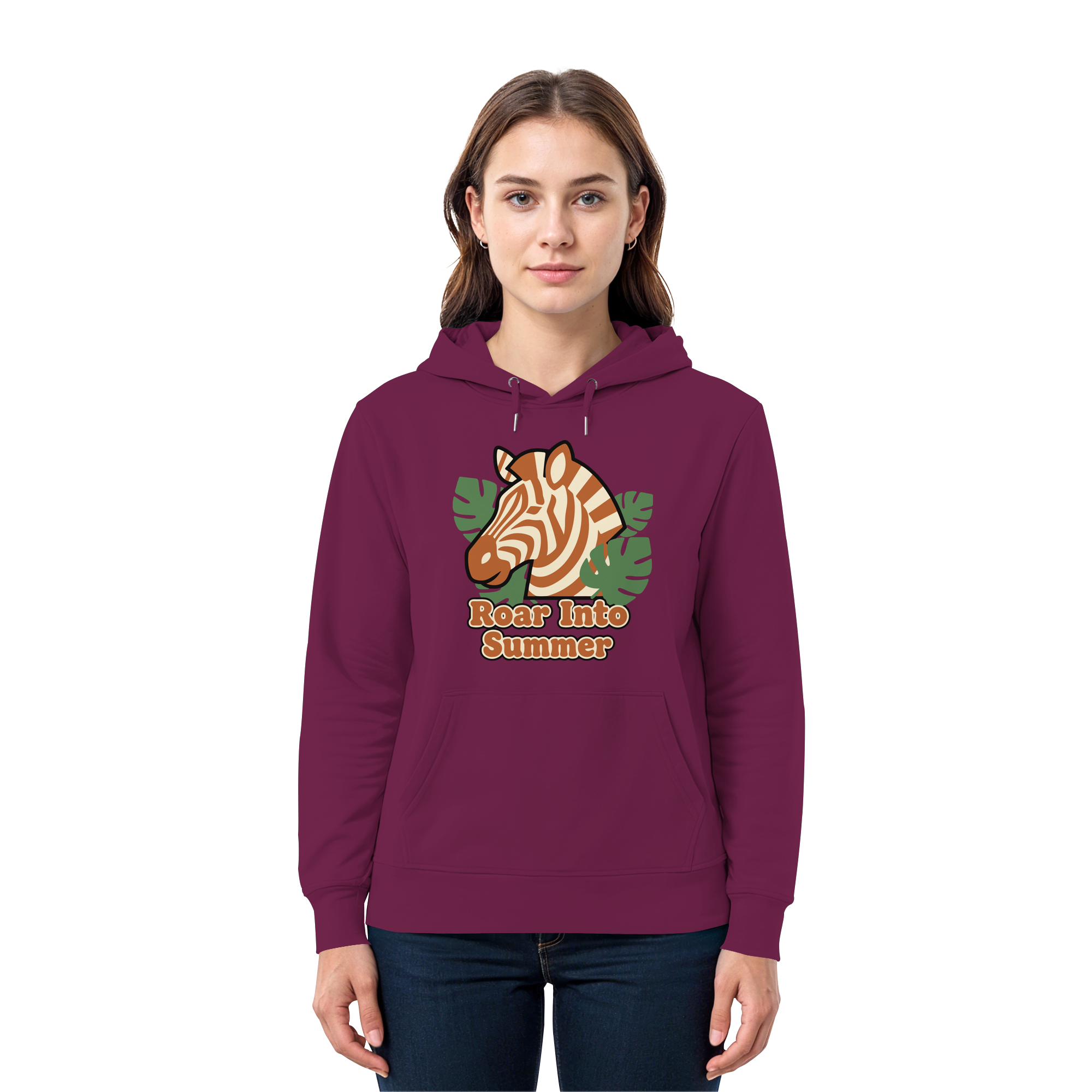 Roar Into Summer Zebra – Tropisches Streifentier - Premium Unisex Hoodie