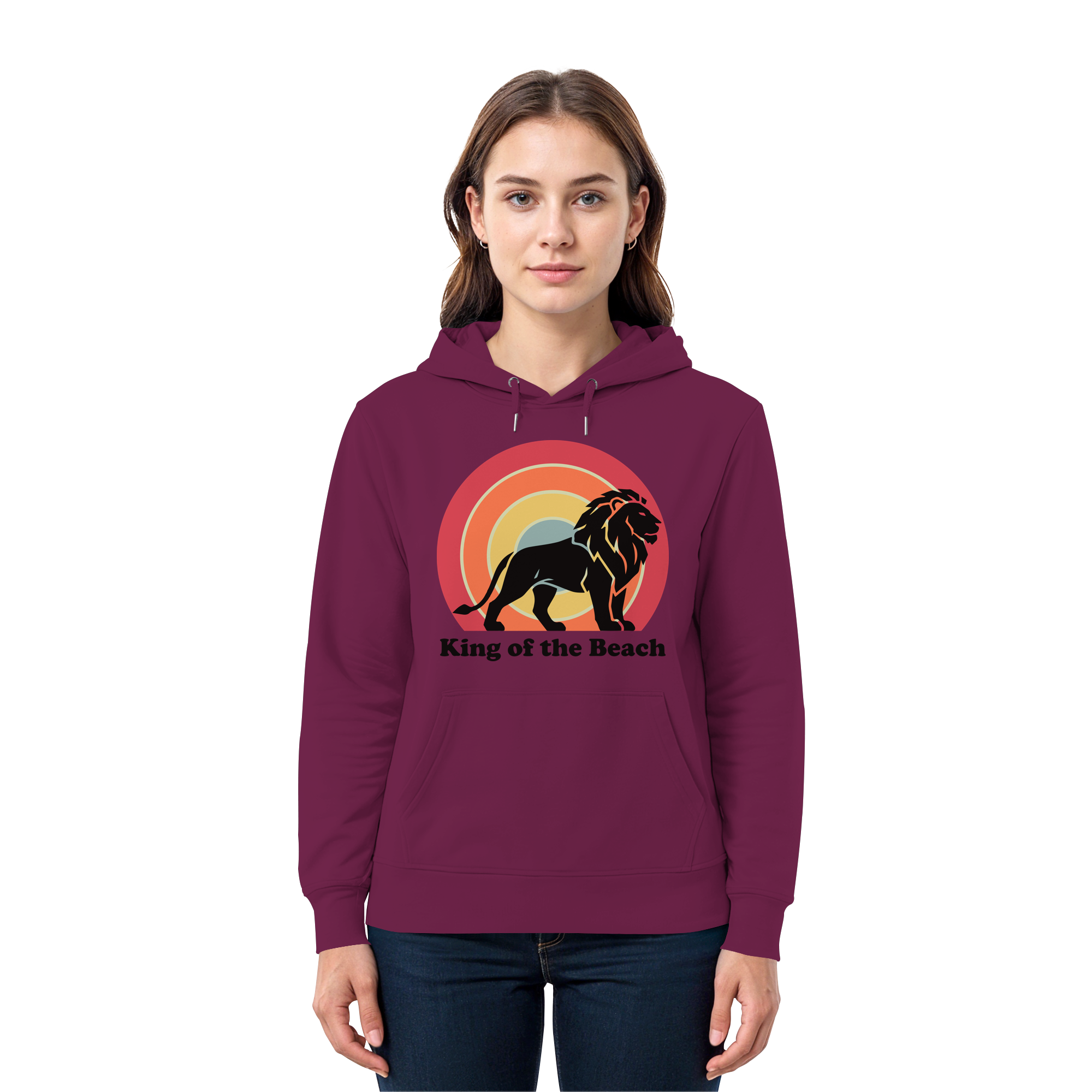 King of the Beach Löwe – Retro Strandkönig - Premium Unisex Hoodie