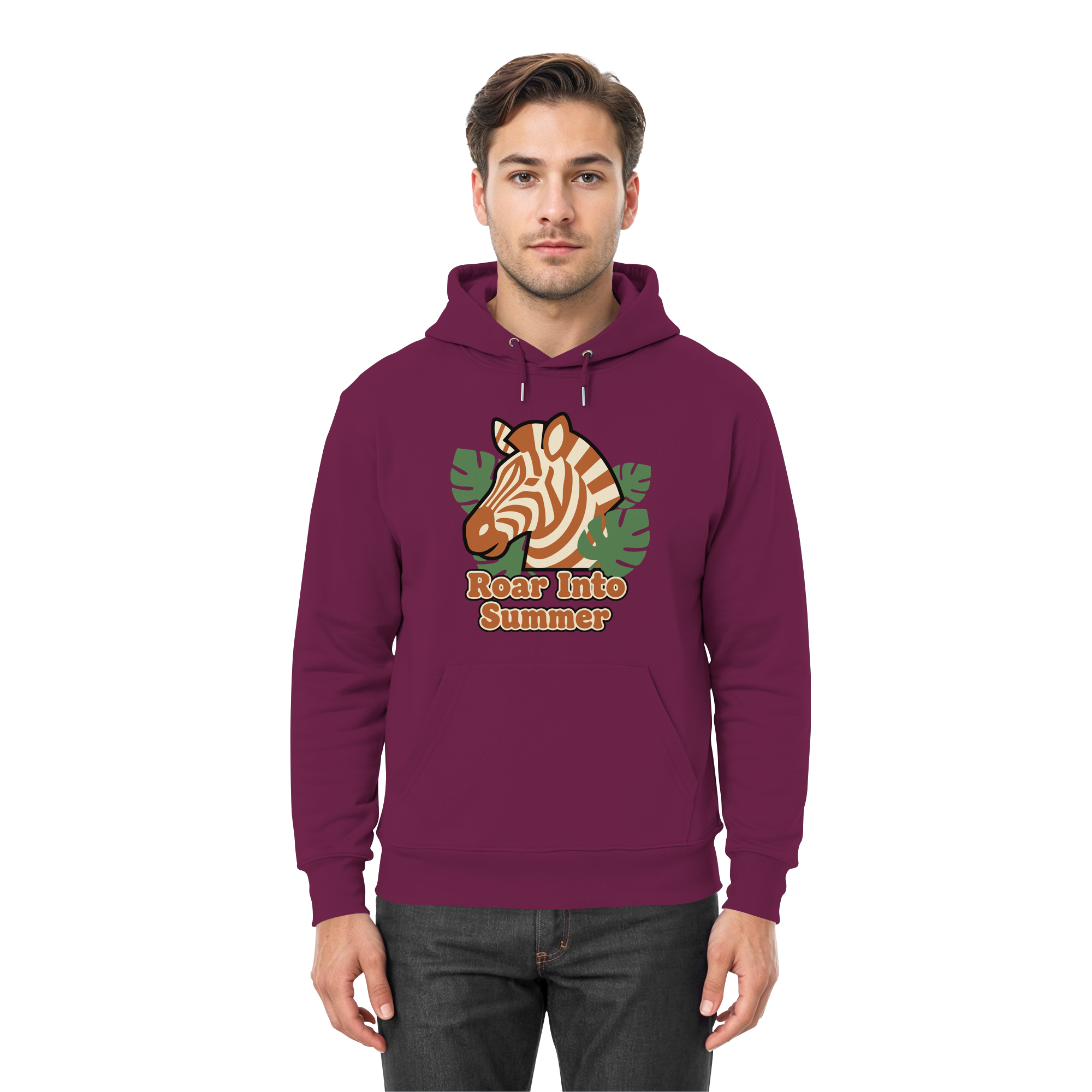 Roar Into Summer Zebra – Tropisches Streifentier - Premium Unisex Hoodie
