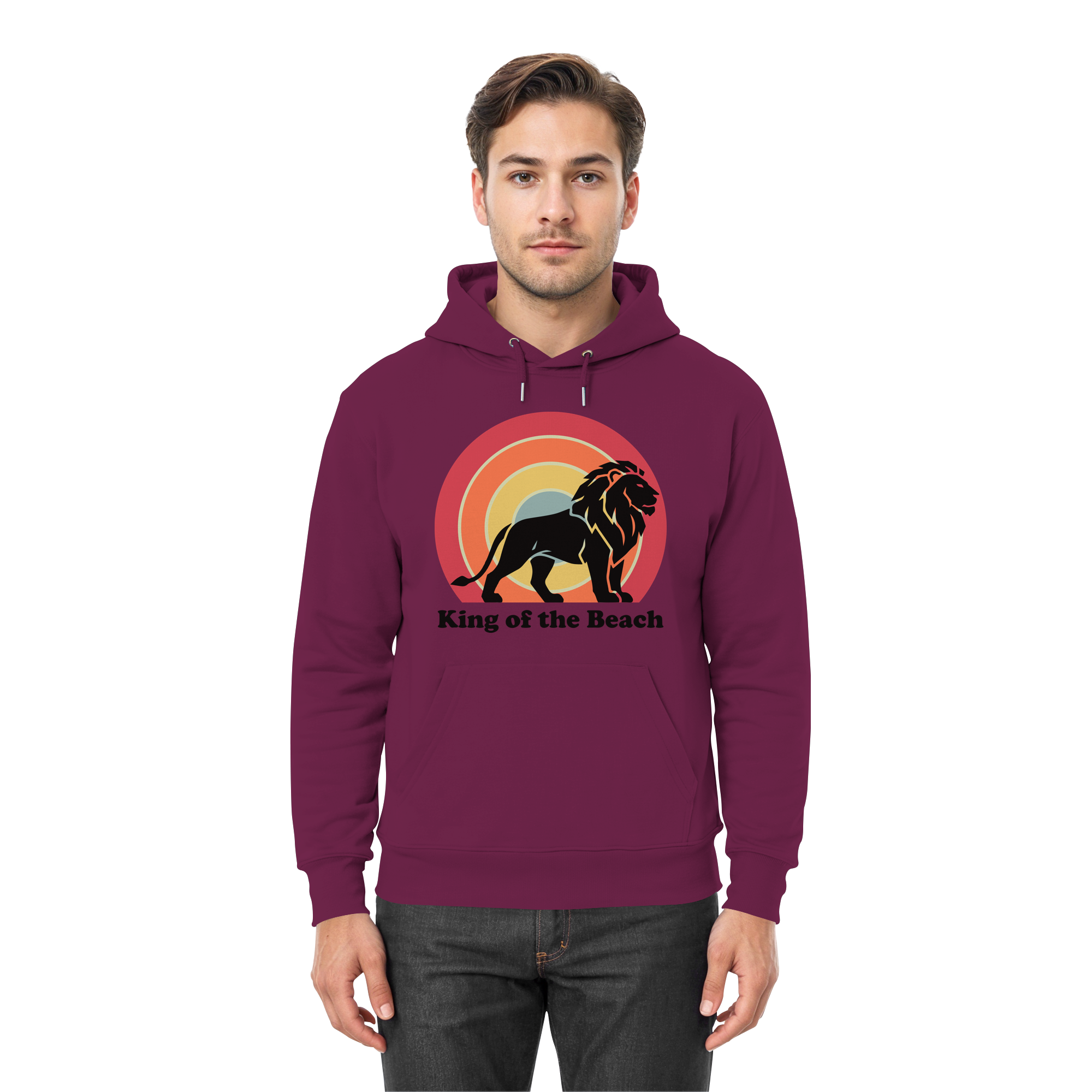 King of the Beach Löwe – Retro Strandkönig - Premium Unisex Hoodie