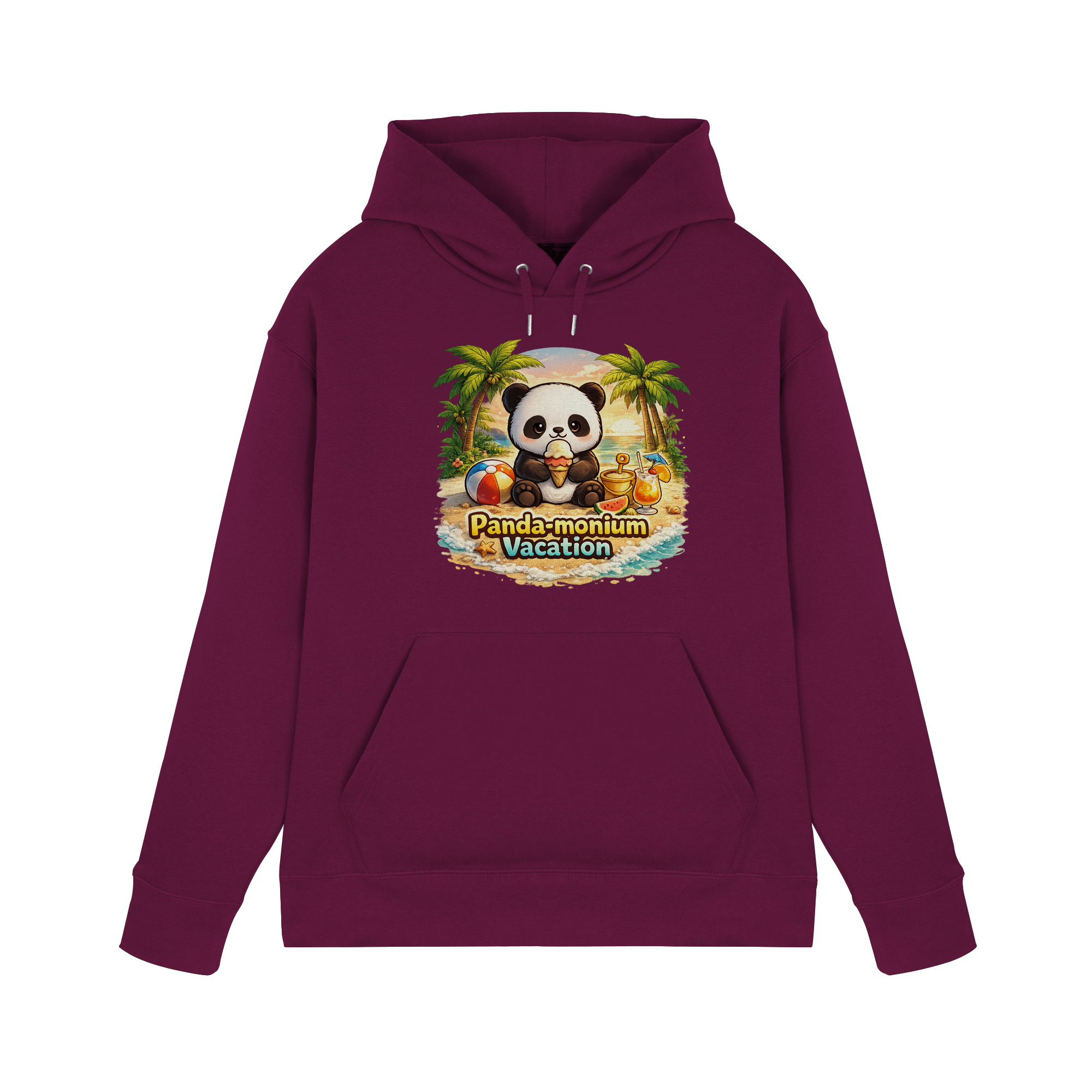Panda-monium Vacation – Chilliger Strand Panda - Premium Unisex Hoodie