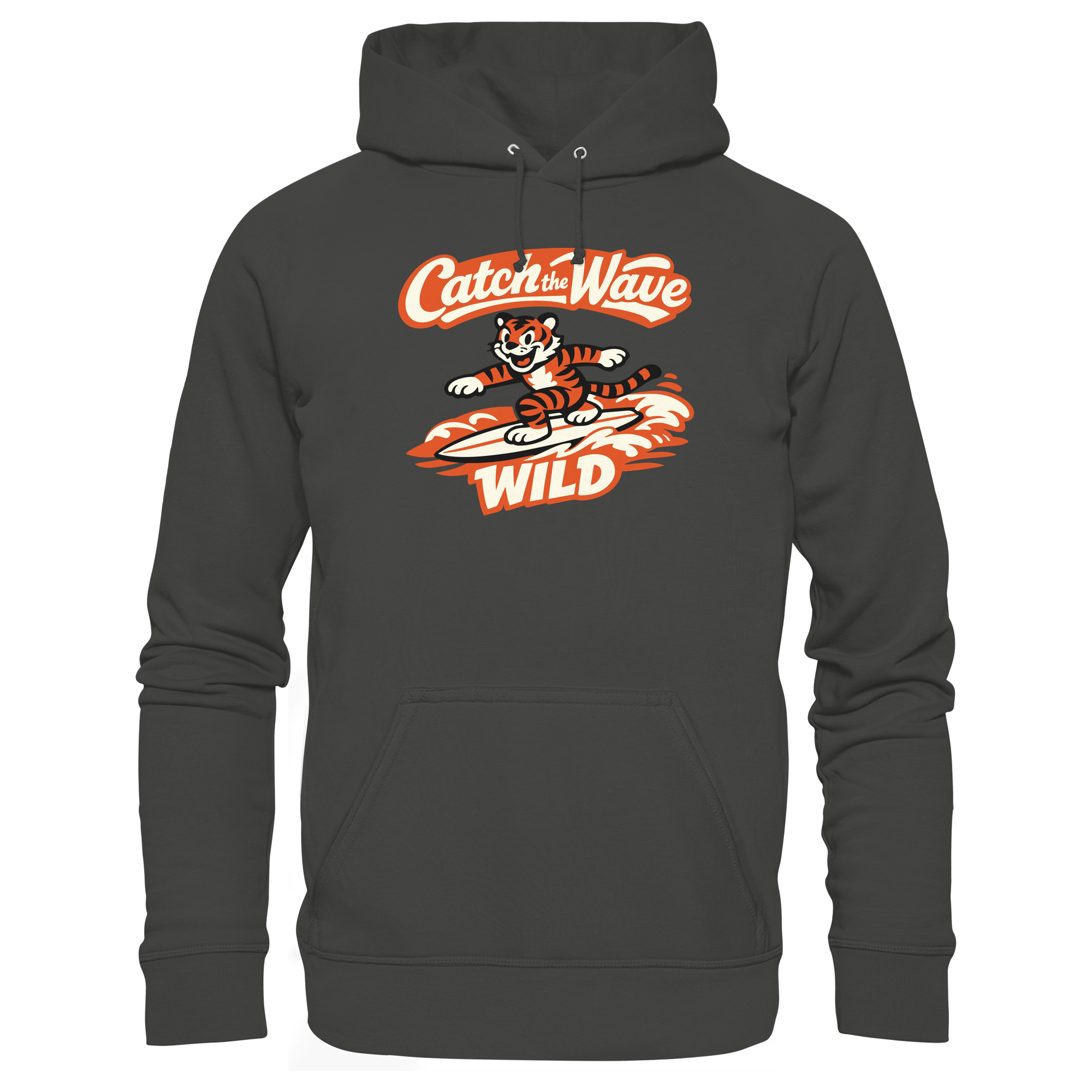 Catch the Wave Tiger – Vintage Surf Wildcat - Premium Unisex Hoodie