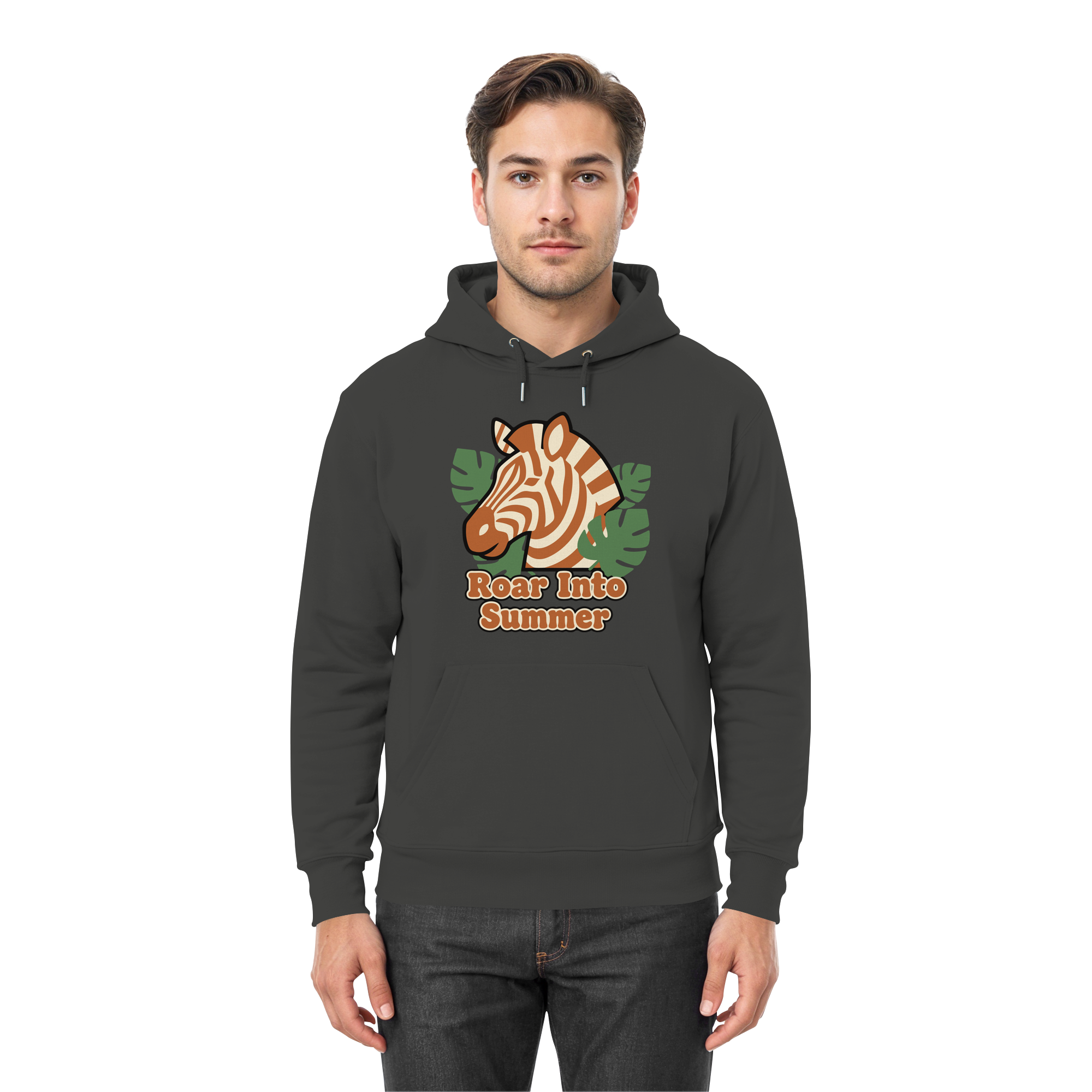 Roar Into Summer Zebra – Tropisches Streifentier - Premium Unisex Hoodie