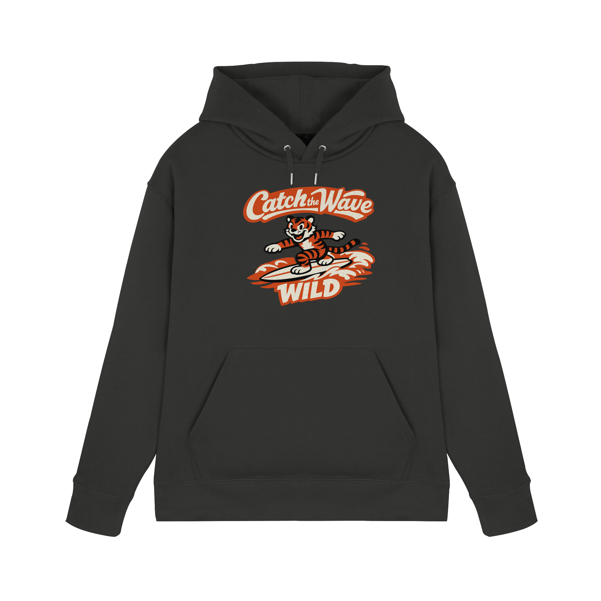 Catch the Wave Tiger – Vintage Surf Wildcat - Premium Unisex Hoodie