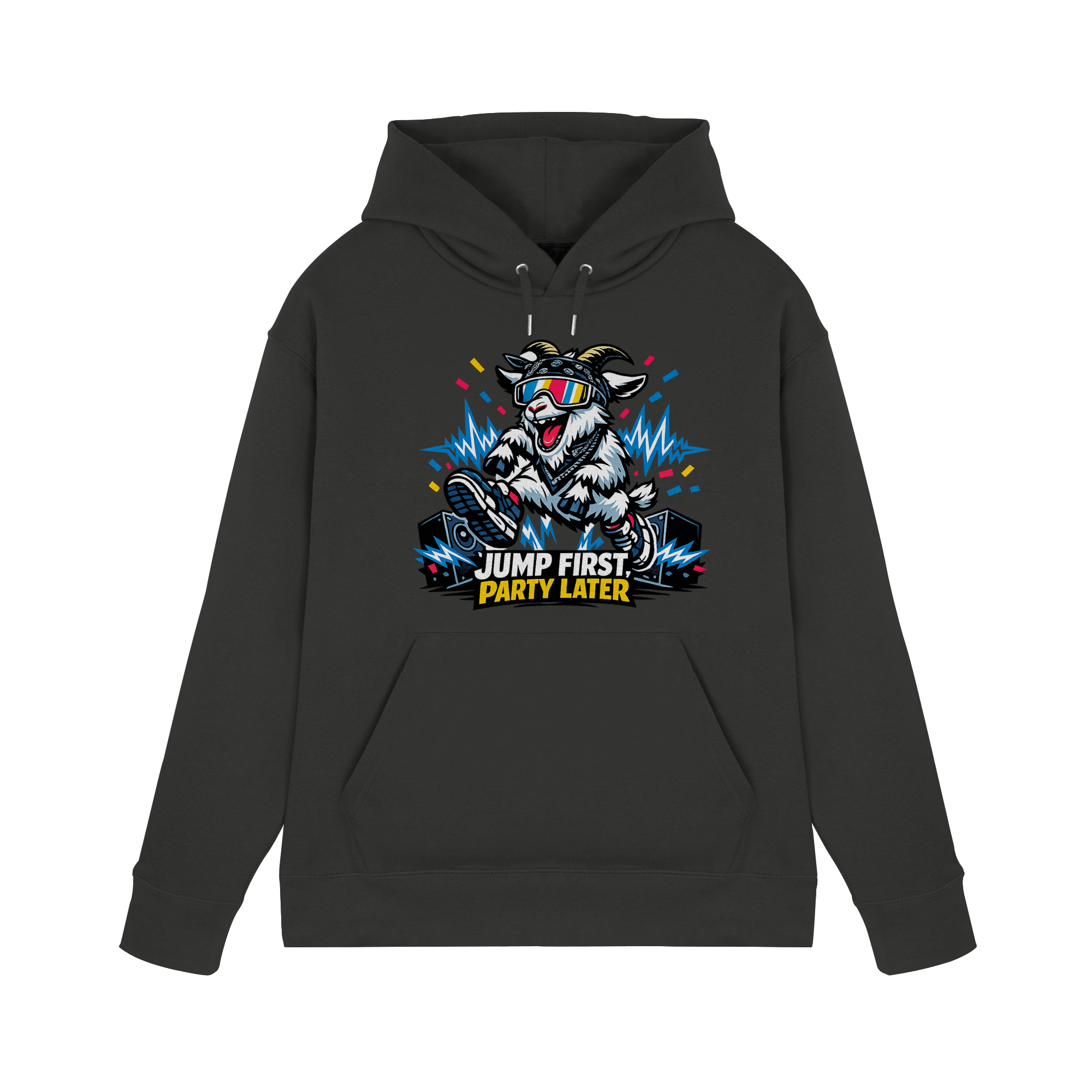 Jump First Party Later Ziege – Festival Goat - Premium Unisex Hoodie