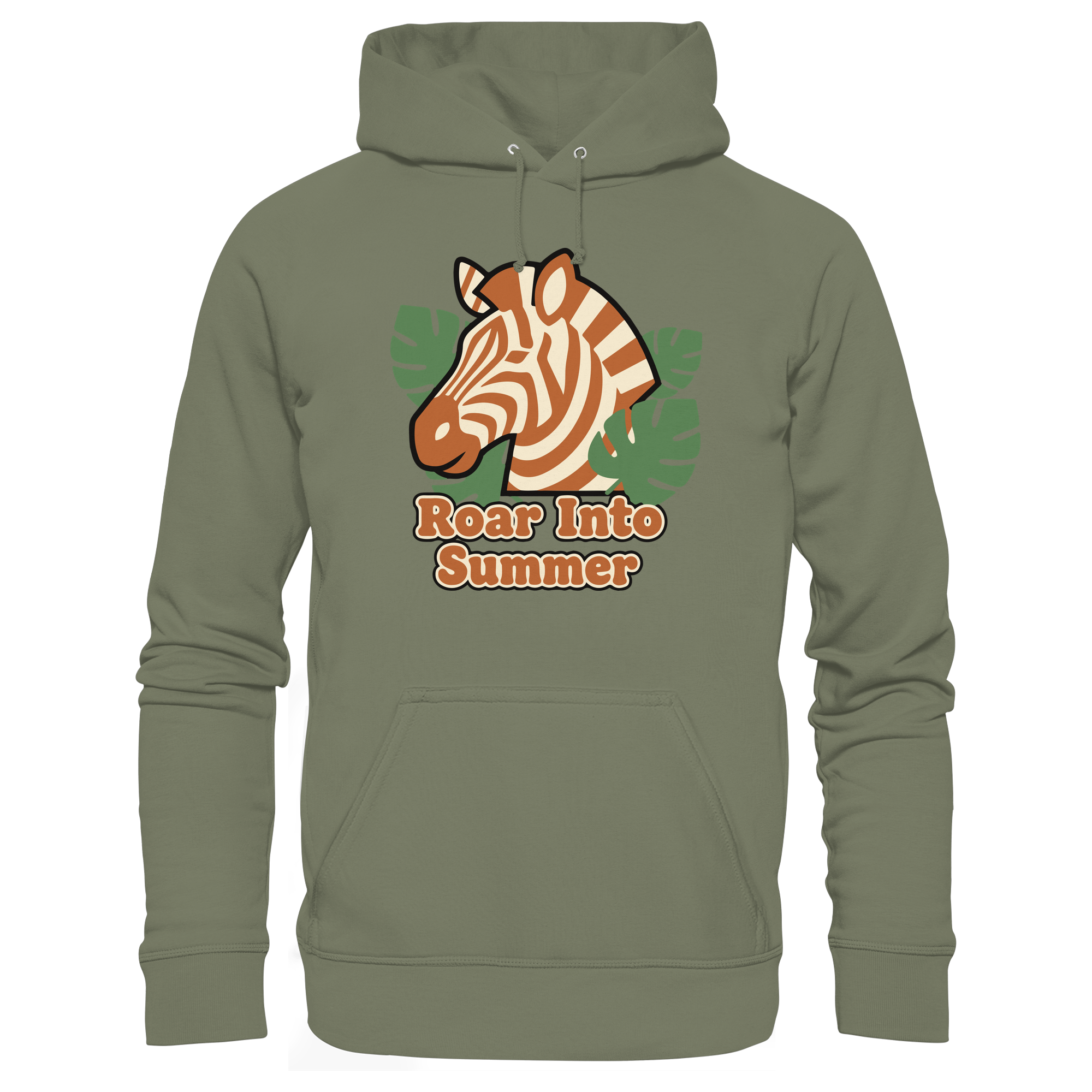 Roar Into Summer Zebra – Tropisches Streifentier - Premium Unisex Hoodie