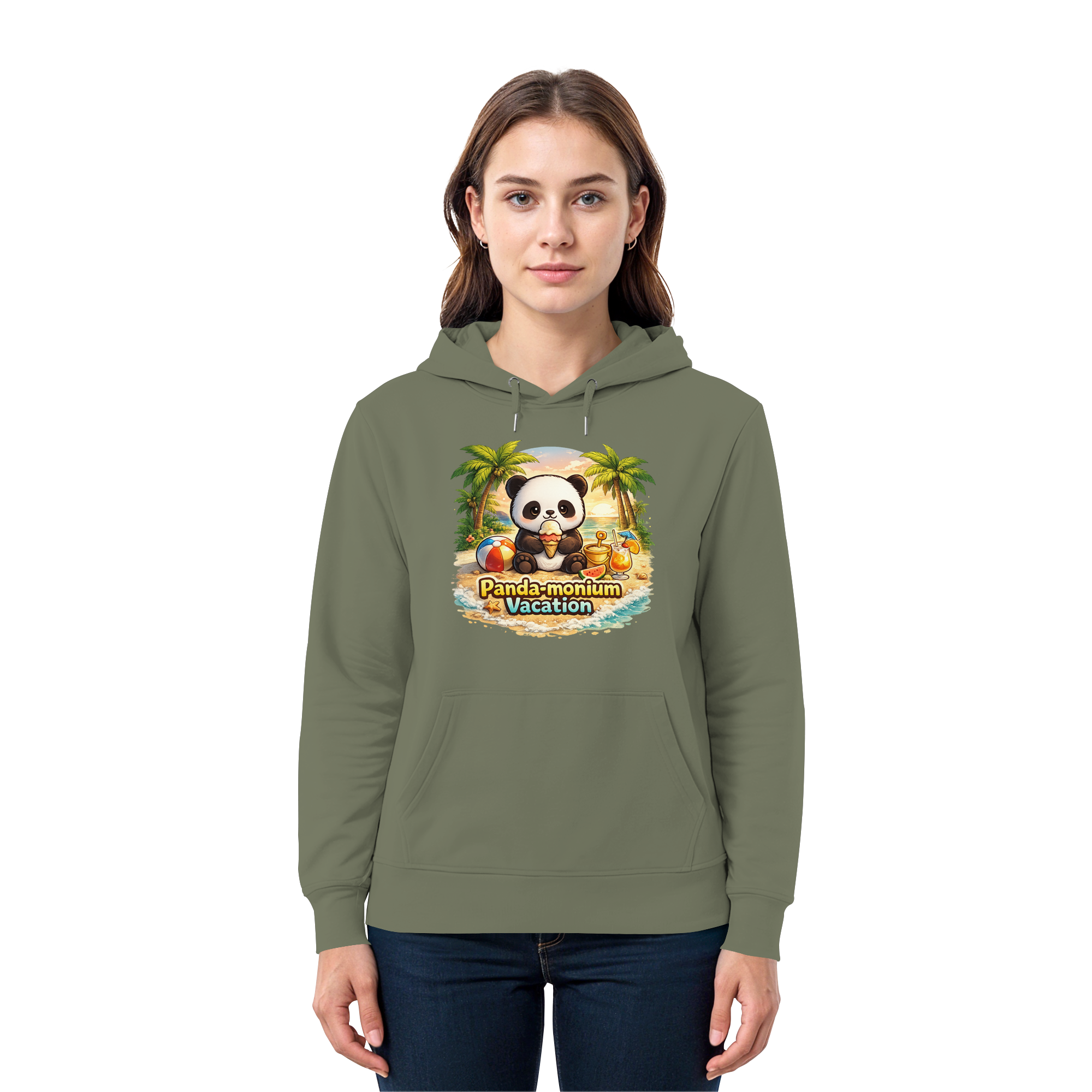 Panda-monium Vacation – Chilliger Strand Panda - Premium Unisex Hoodie
