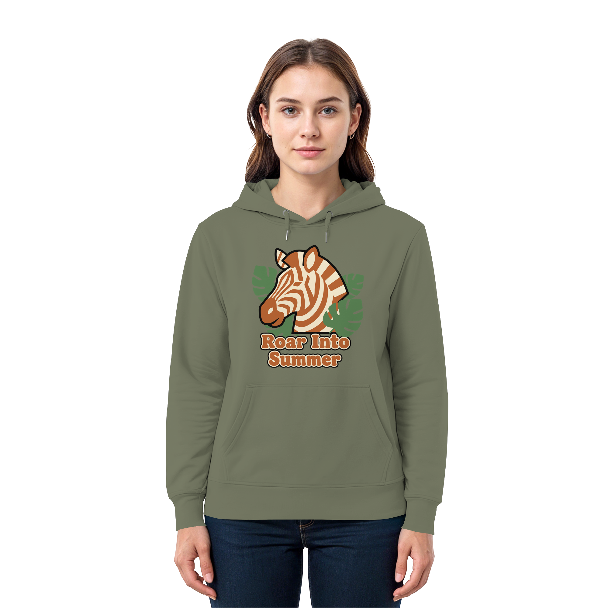 Roar Into Summer Zebra – Tropisches Streifentier - Premium Unisex Hoodie