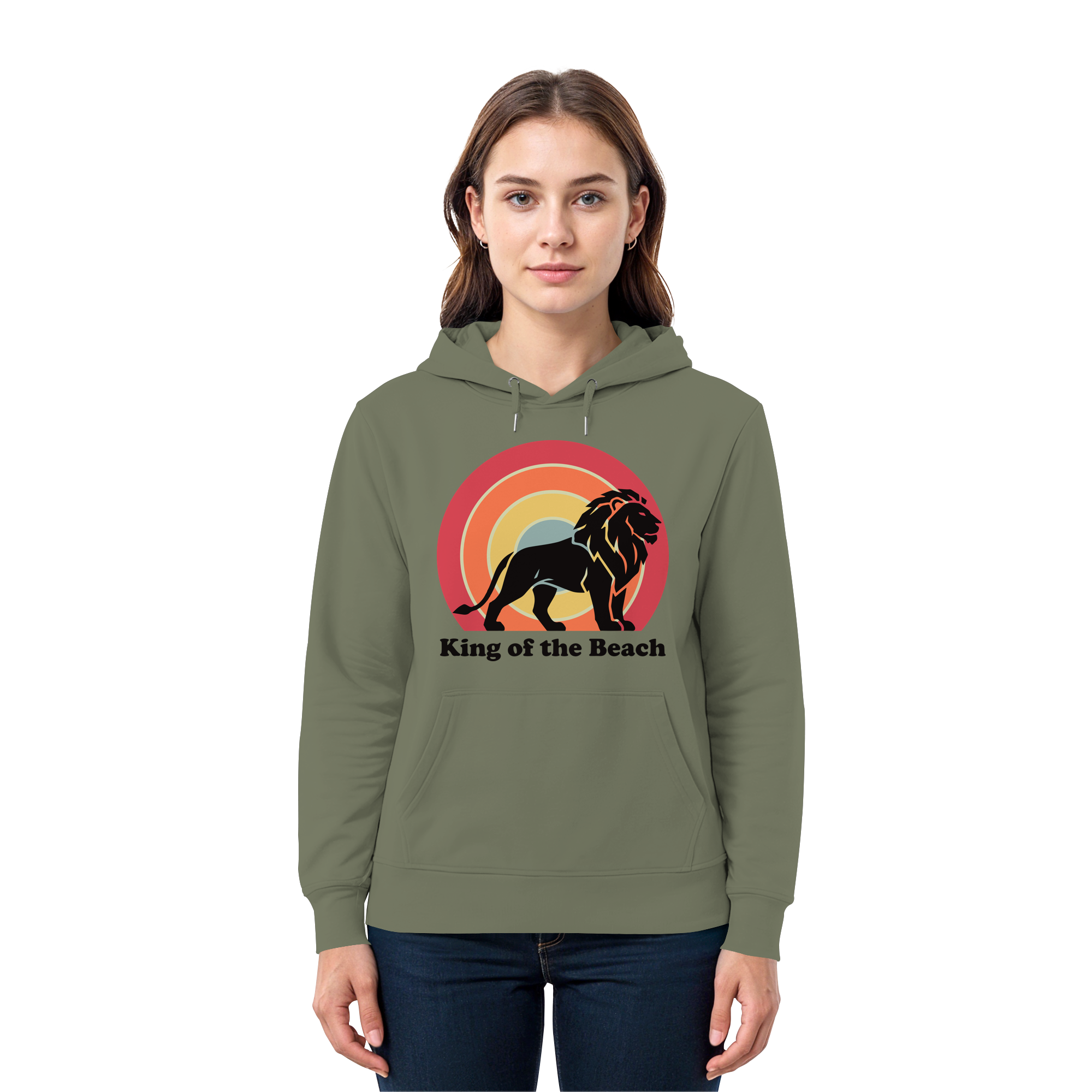 King of the Beach Löwe – Retro Strandkönig - Premium Unisex Hoodie