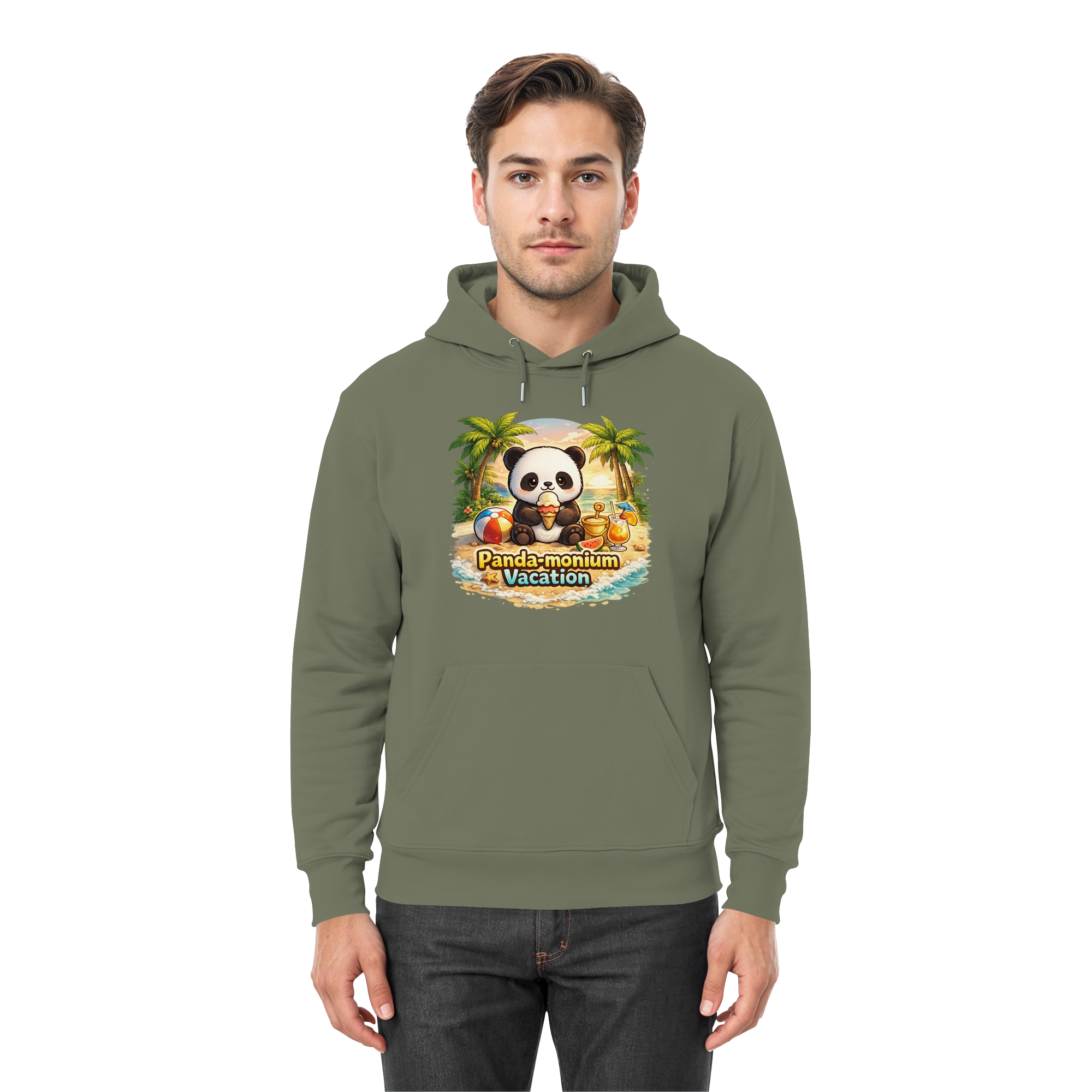 Panda-monium Vacation – Chilliger Strand Panda - Premium Unisex Hoodie