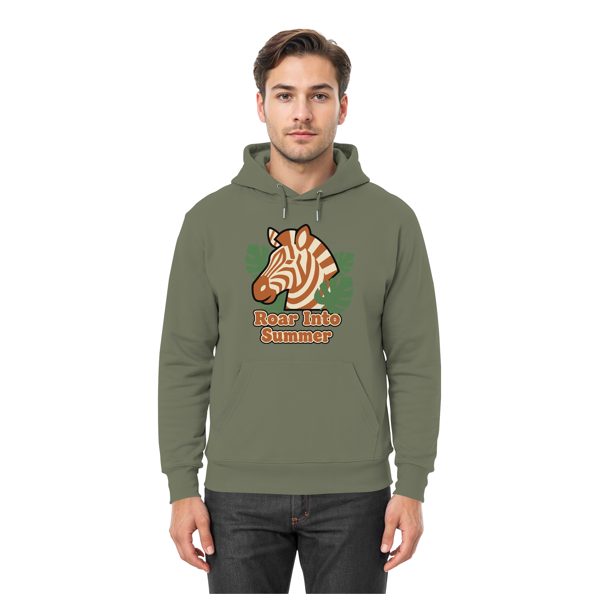 Roar Into Summer Zebra – Tropisches Streifentier - Premium Unisex Hoodie