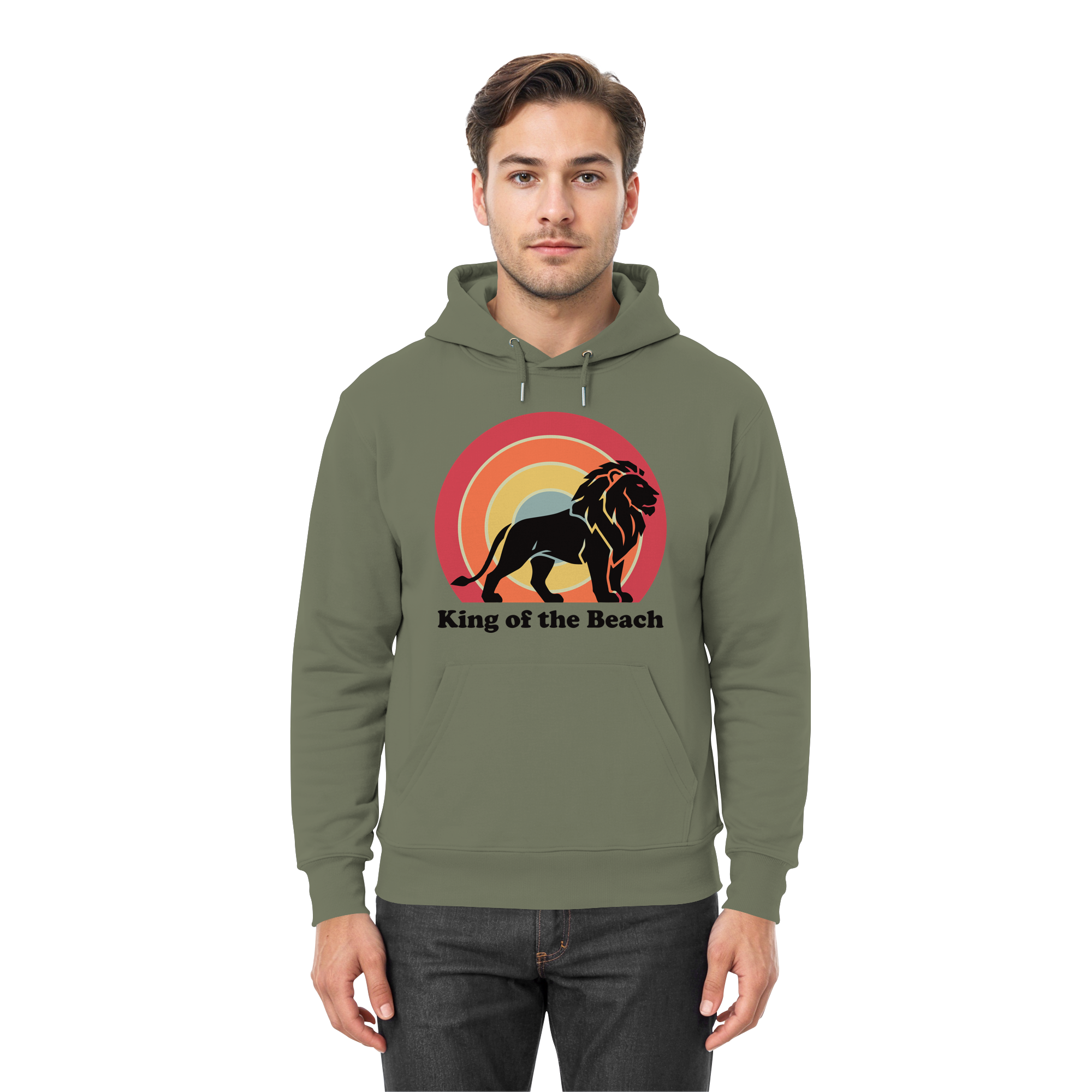 King of the Beach Löwe – Retro Strandkönig - Premium Unisex Hoodie
