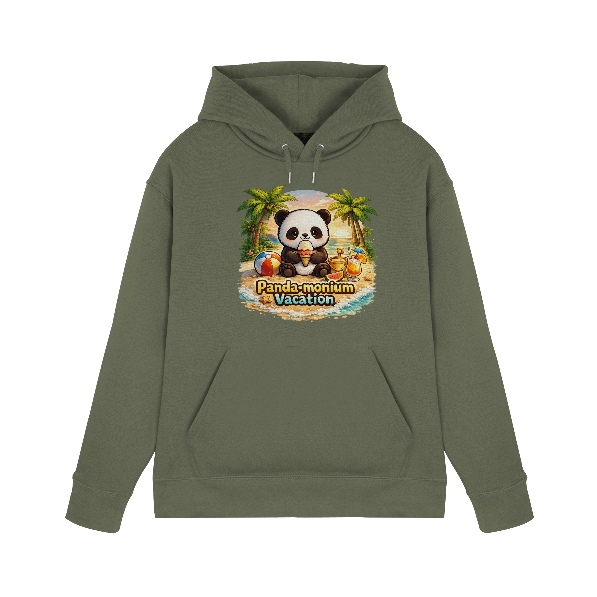 Panda-monium Vacation – Chilliger Strand Panda - Premium Unisex Hoodie