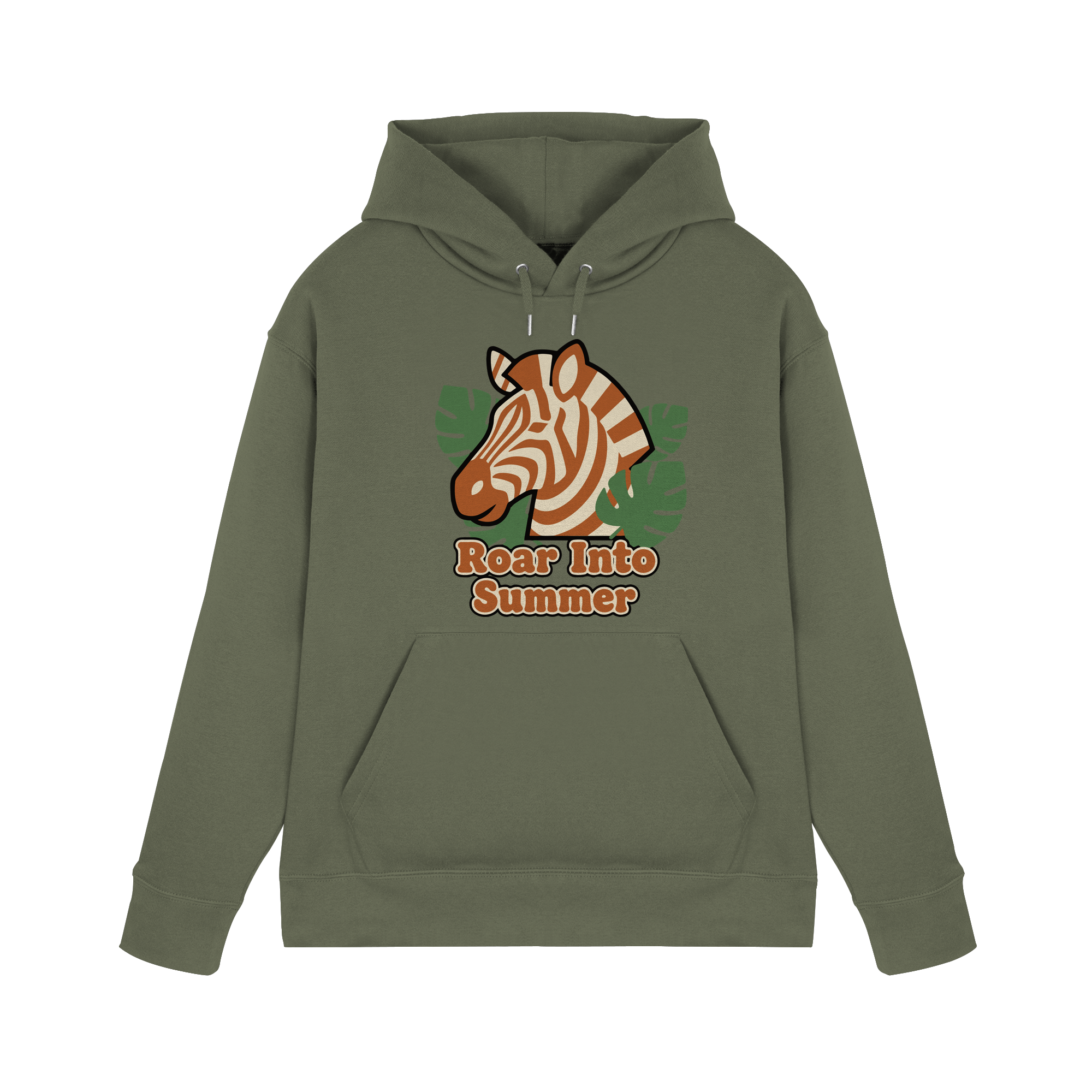 Roar Into Summer Zebra – Tropisches Streifentier - Premium Unisex Hoodie