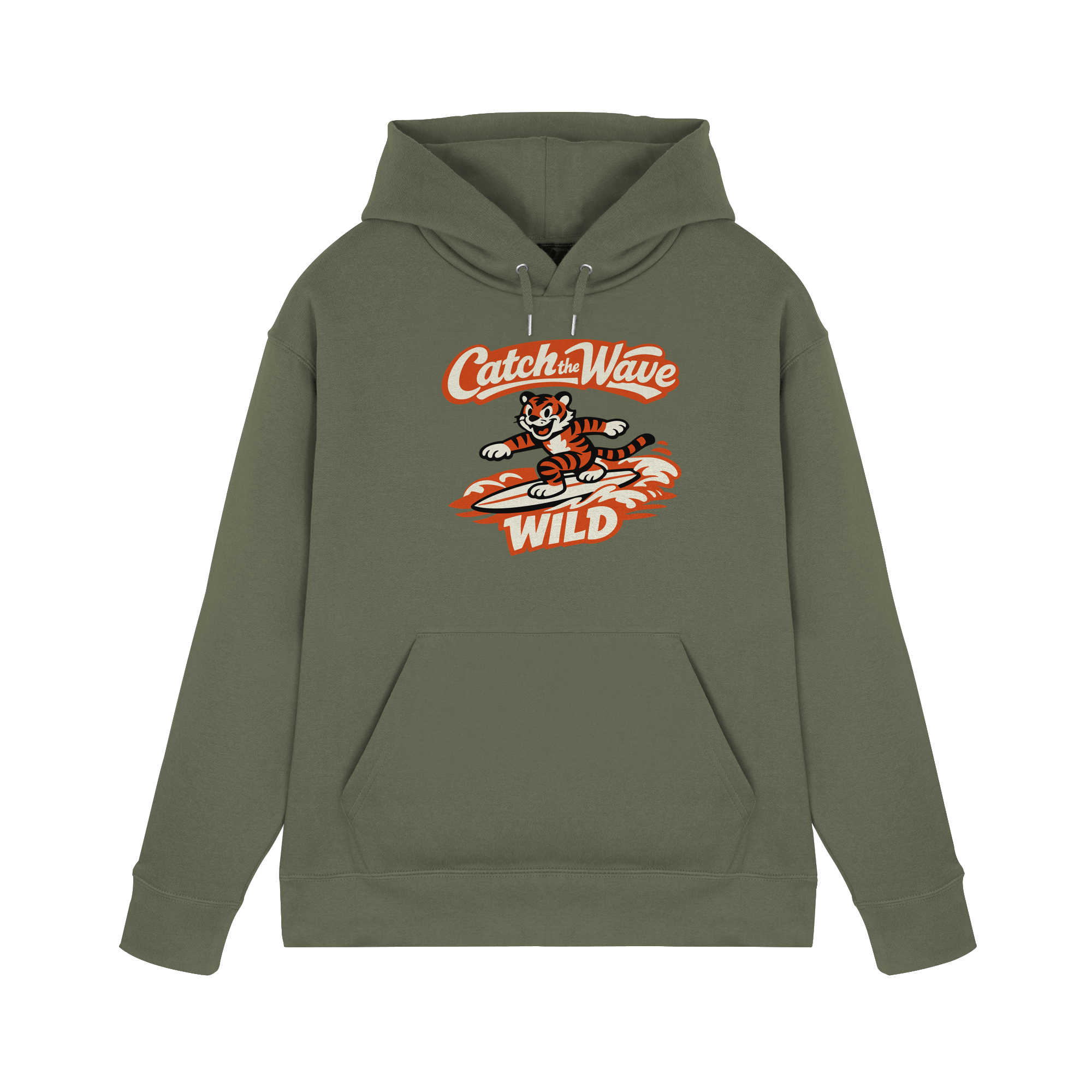 Catch the Wave Tiger – Vintage Surf Wildcat - Premium Unisex Hoodie