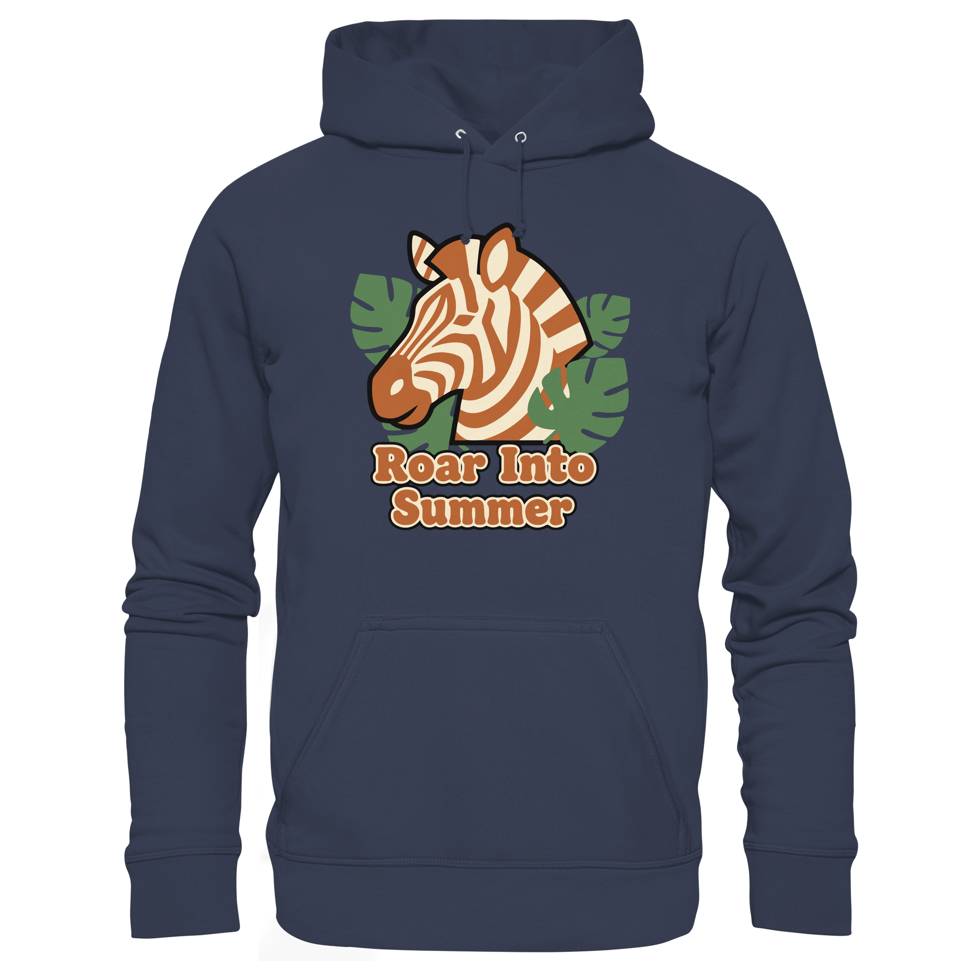 Roar Into Summer Zebra – Tropisches Streifentier - Premium Unisex Hoodie