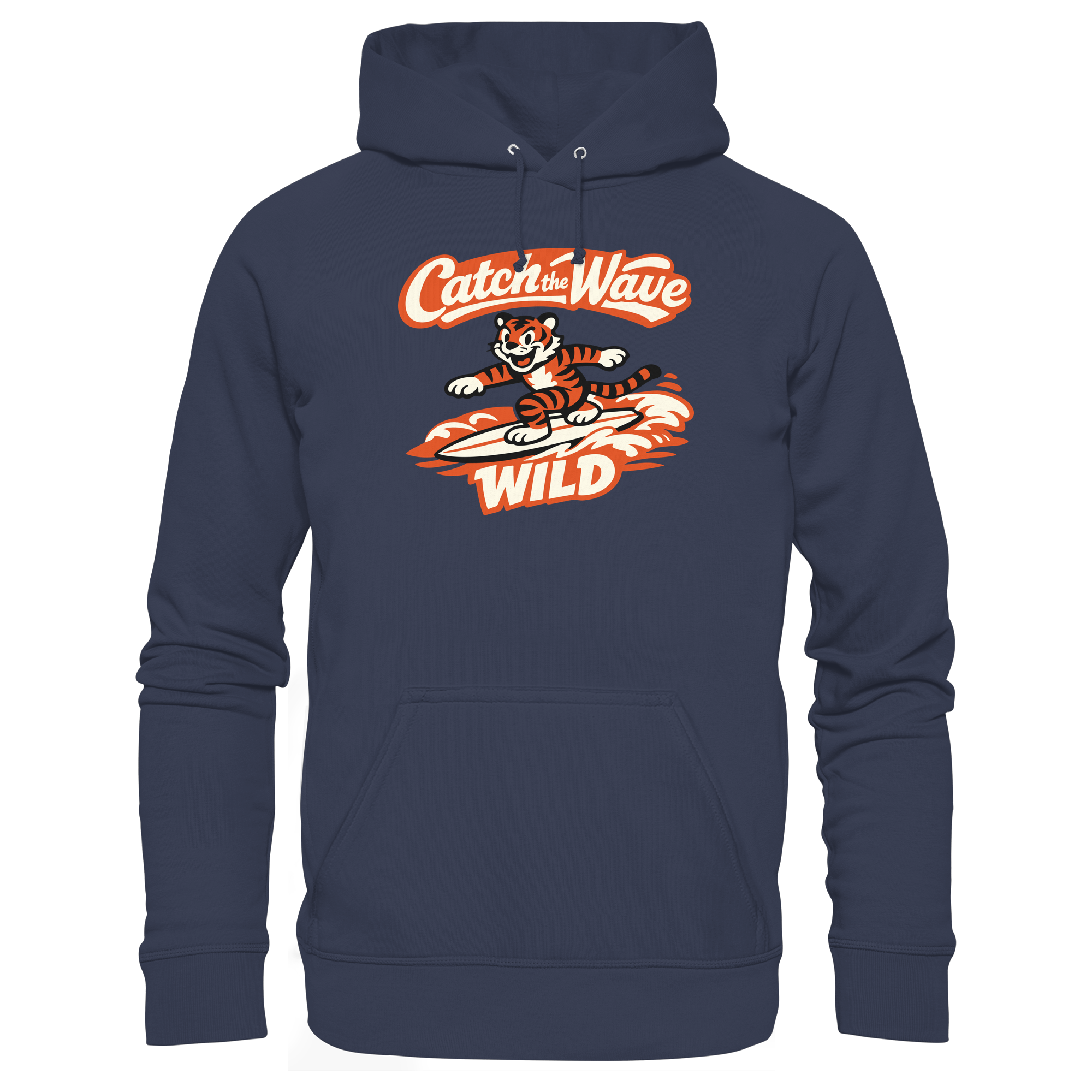 Catch the Wave Tiger – Vintage Surf Wildcat - Premium Unisex Hoodie