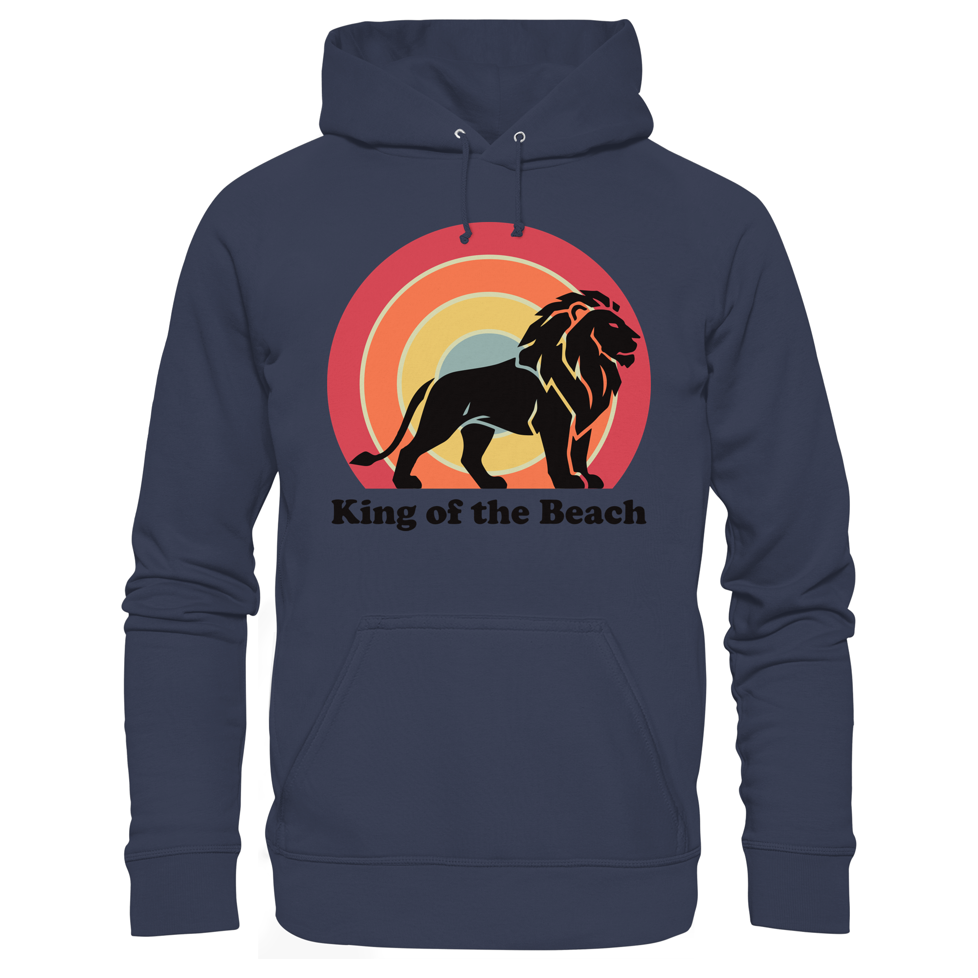 King of the Beach Löwe – Retro Strandkönig - Premium Unisex Hoodie