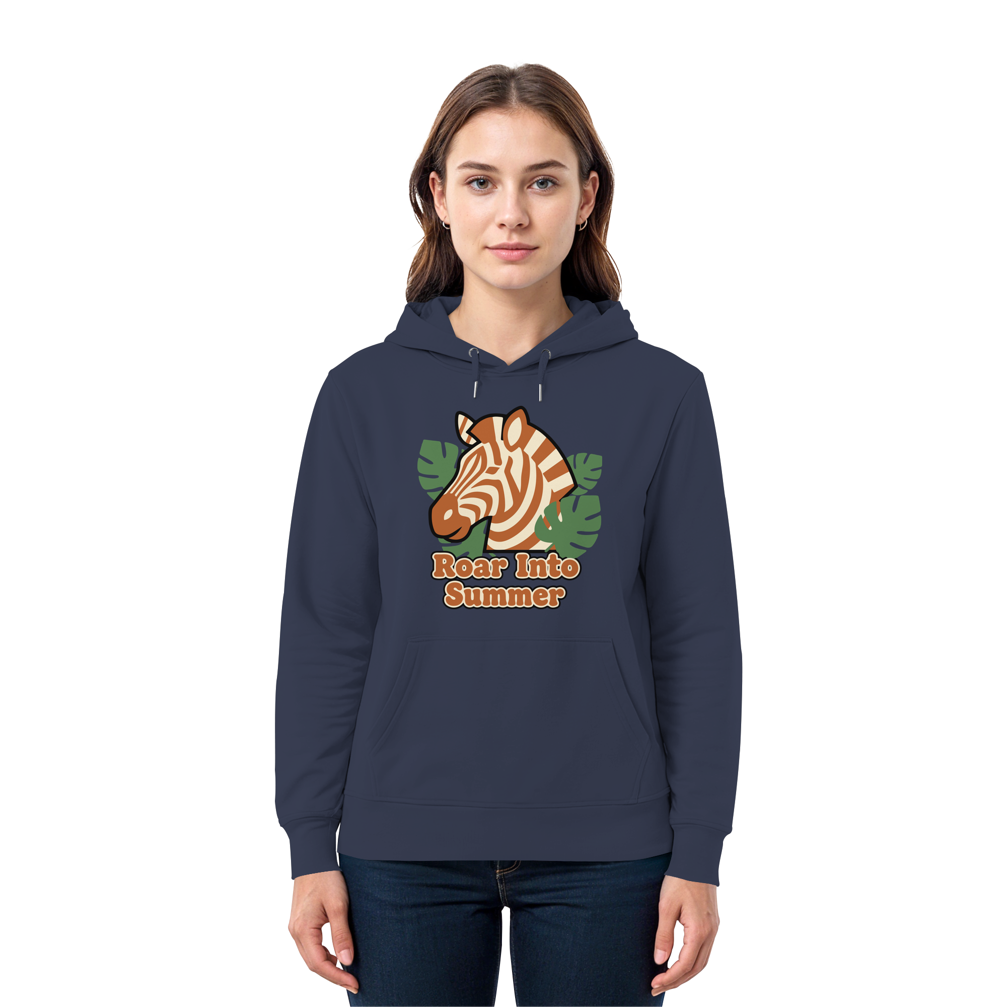 Roar Into Summer Zebra – Tropisches Streifentier - Premium Unisex Hoodie