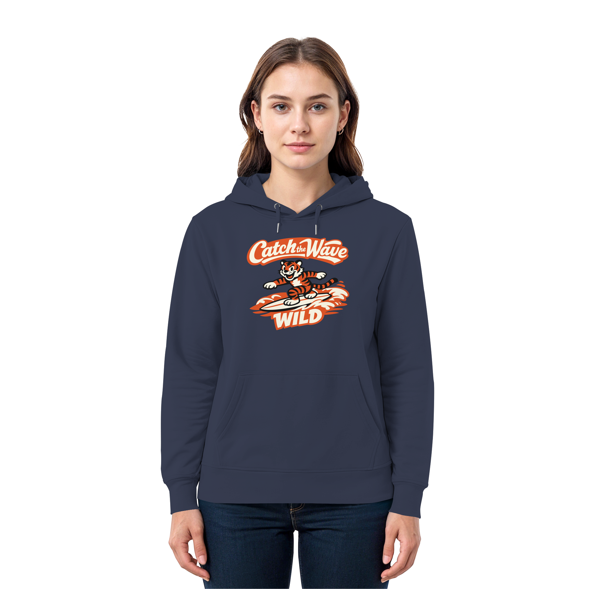 Catch the Wave Tiger – Vintage Surf Wildcat - Premium Unisex Hoodie