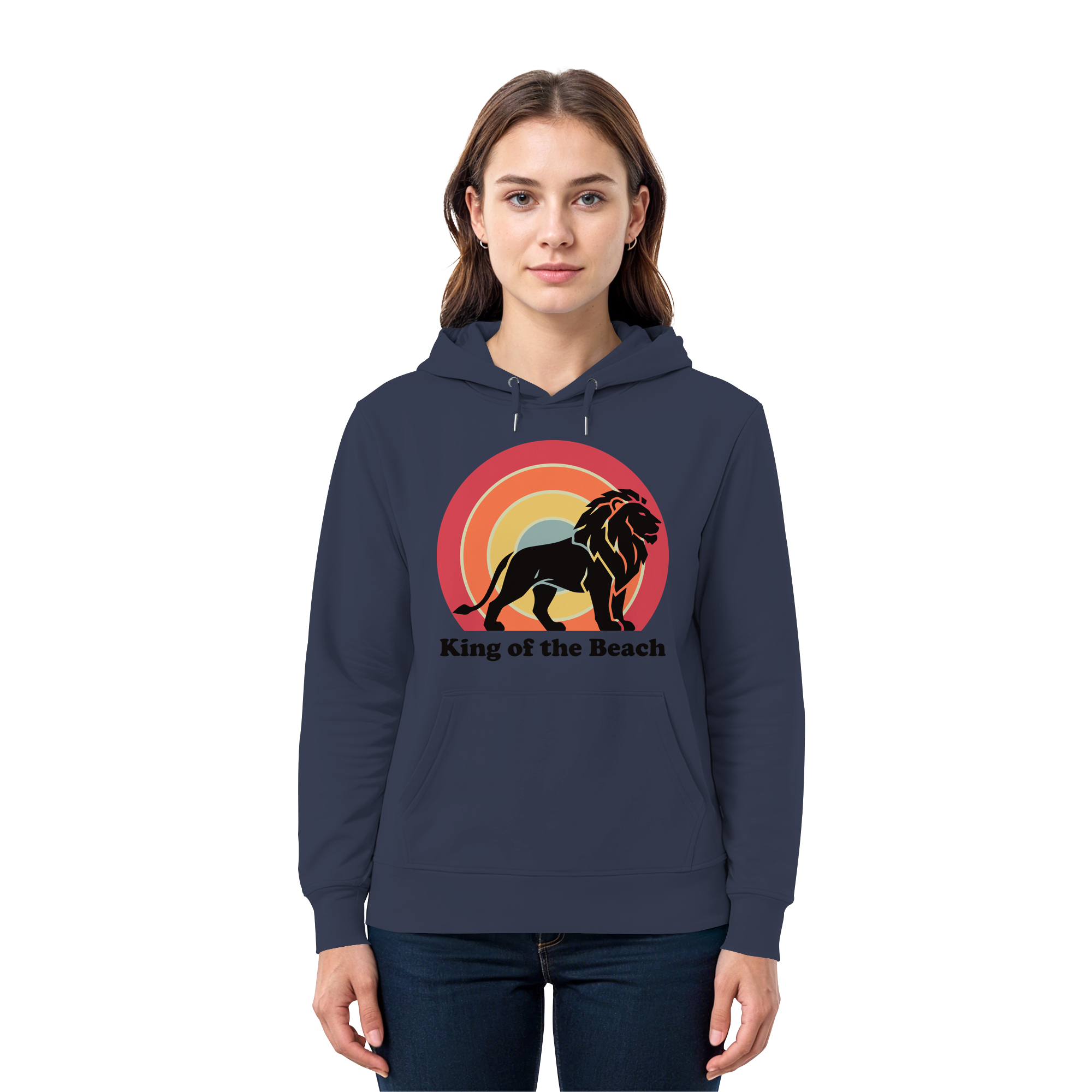 King of the Beach Löwe – Retro Strandkönig - Premium Unisex Hoodie