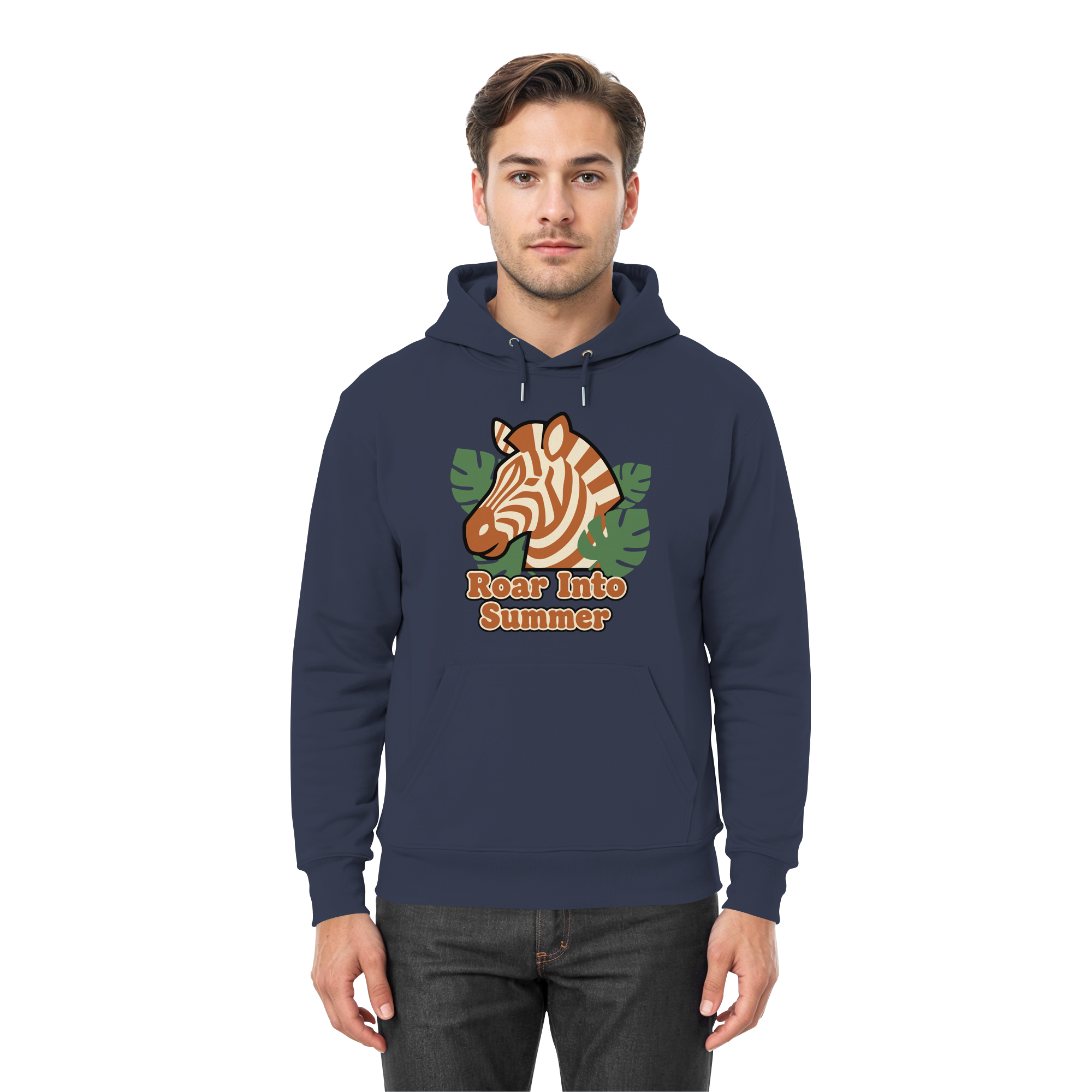 Roar Into Summer Zebra – Tropisches Streifentier - Premium Unisex Hoodie