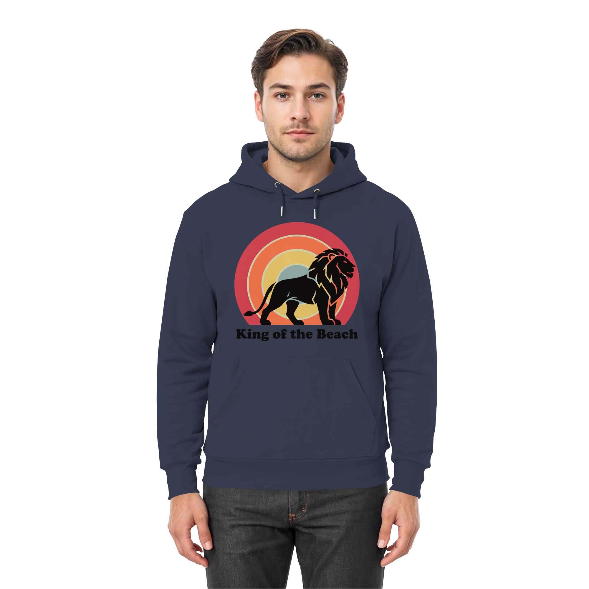 King of the Beach Löwe – Retro Strandkönig - Premium Unisex Hoodie