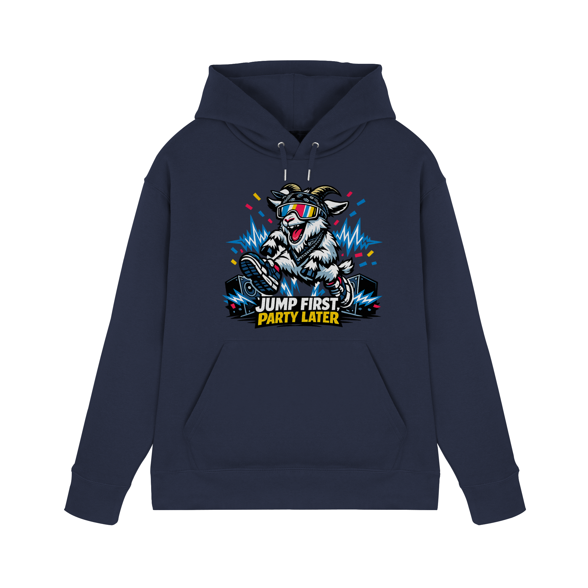Jump First Party Later Ziege – Festival Goat - Premium Unisex Hoodie