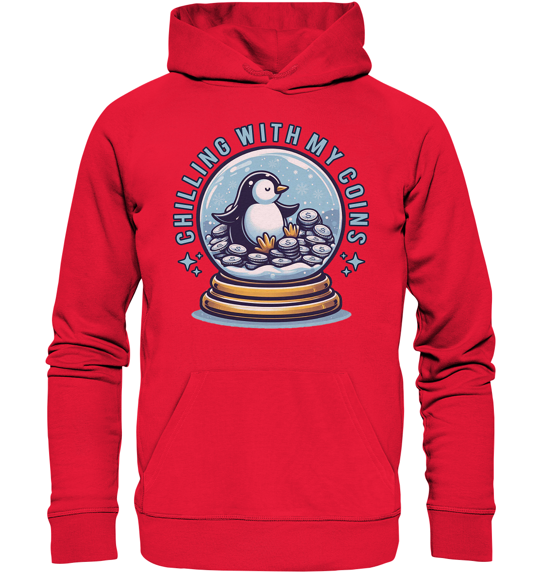 Chilling with My Coins – Entspannter Pinguin - Premium Unisex HoodieFaunaFeels Onlineshopchilling