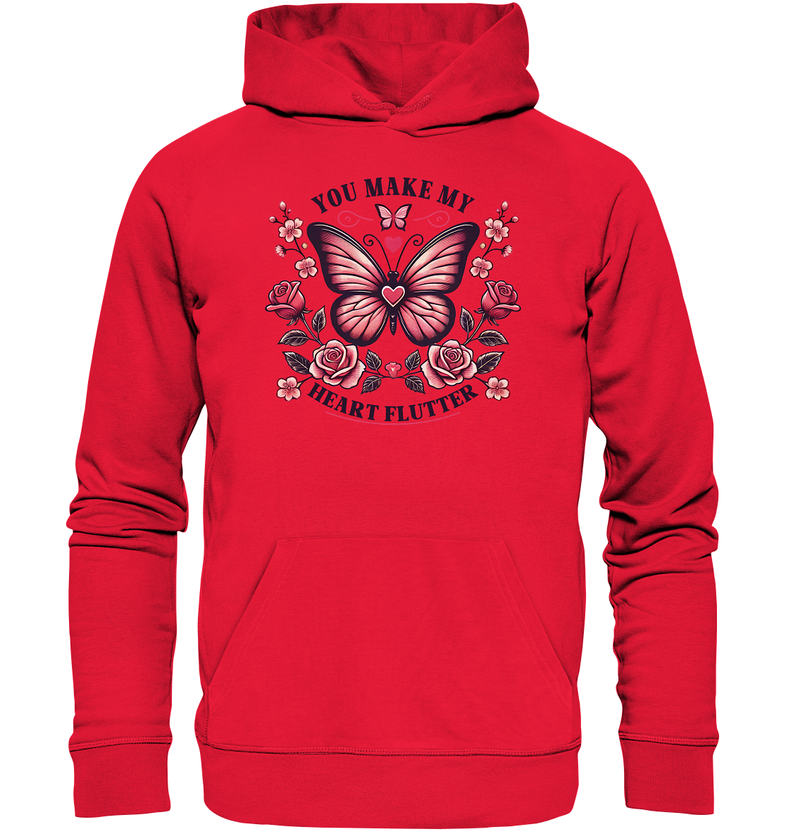 You Make My Heart Flutter - Romantischer Schmetterling mit Rosen - PreFaunaFeels OnlineshopHeart Flutter - Romantischer Schmetterling mit Rosen - Premium Unisex Hoodie