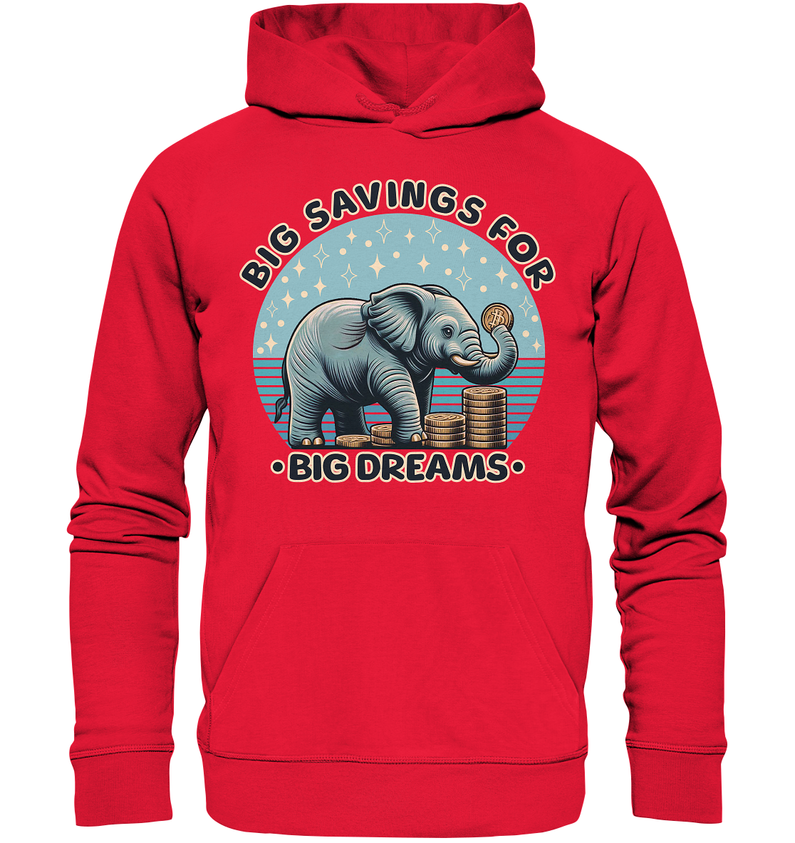 Big Savings for Big Dreams – Elefant mit Münzen - Premium Unisex HoodiFaunaFeels Onlineshopbig dreams – elefant mit
