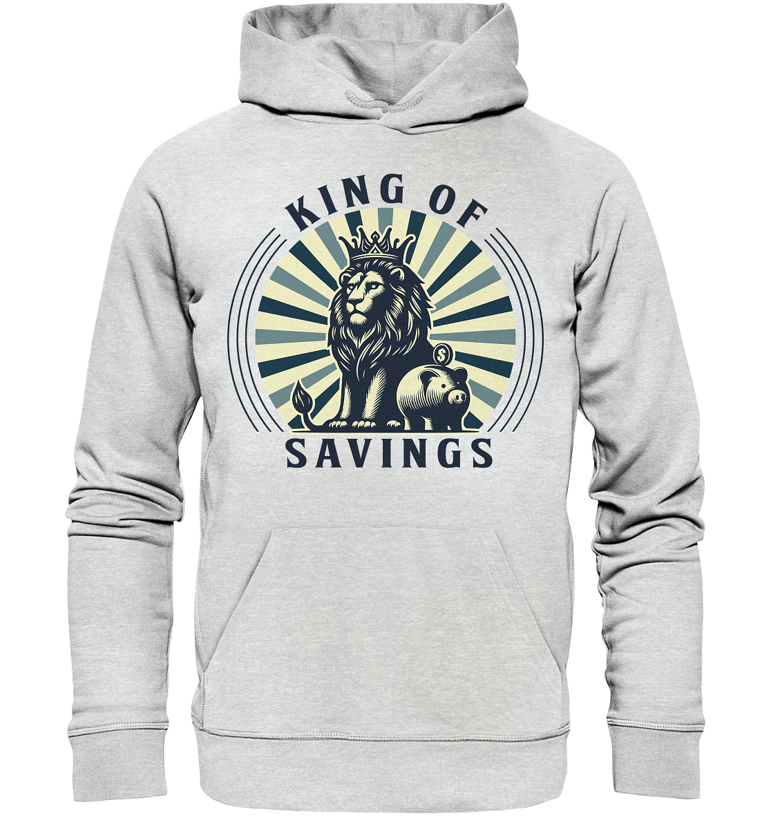 King of Savings – Löwe mit Sparschwein - Premium Unisex HoodieFaunaFeels OnlineshopKing of