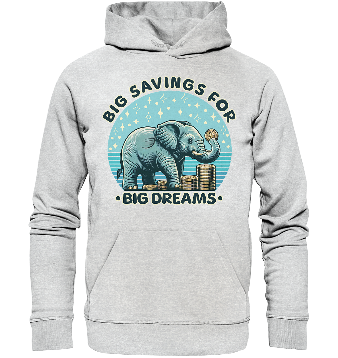 Big Savings for Big Dreams – Elefant mit Münzen - Premium Unisex HoodiFaunaFeels Onlineshopbig dreams – elefant mit