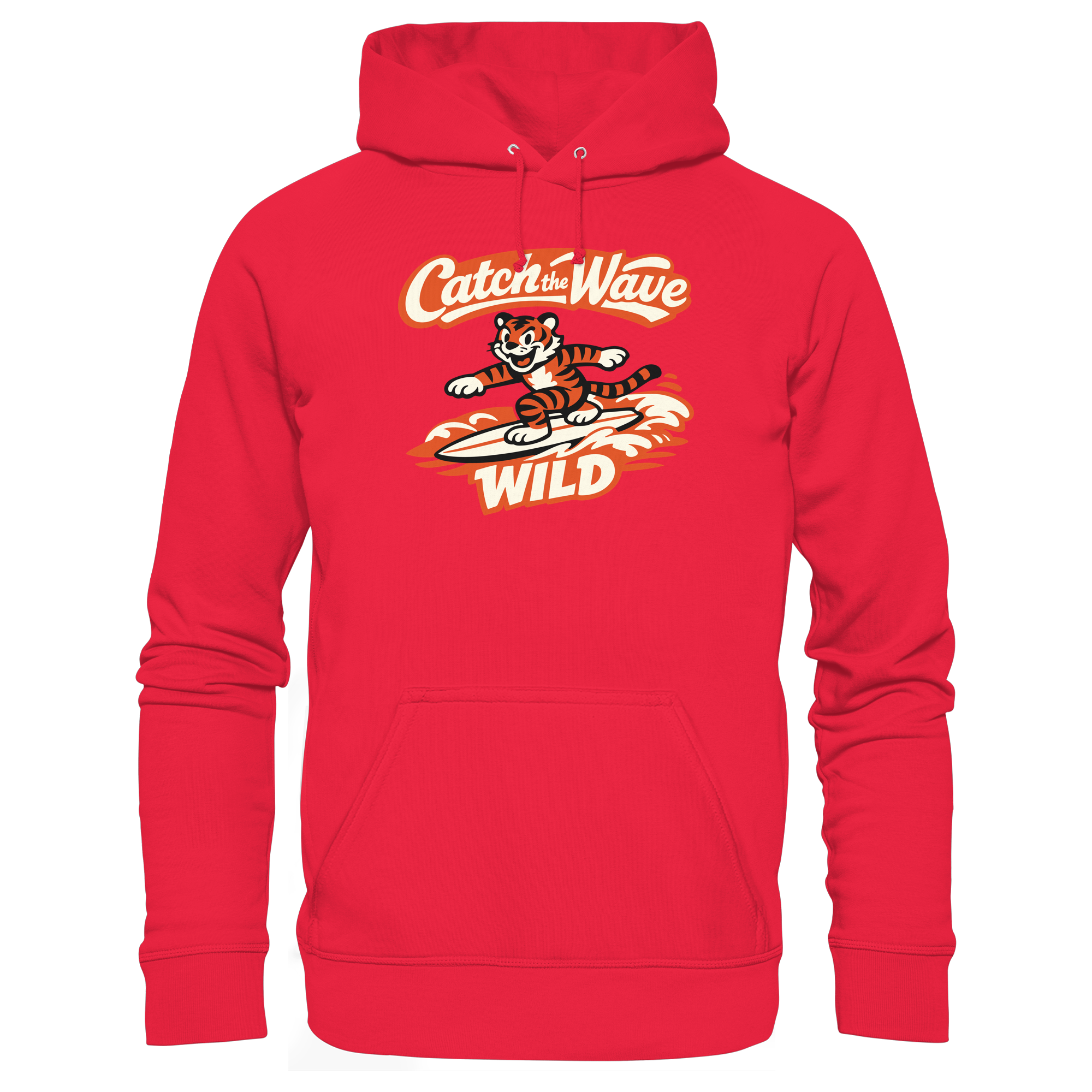 Catch the Wave Tiger – Vintage Surf Wildcat - Premium Unisex Hoodie