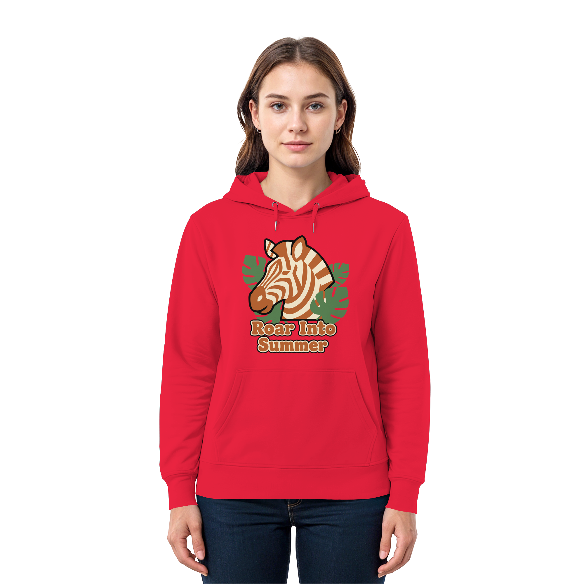 Roar Into Summer Zebra – Tropisches Streifentier - Premium Unisex Hoodie