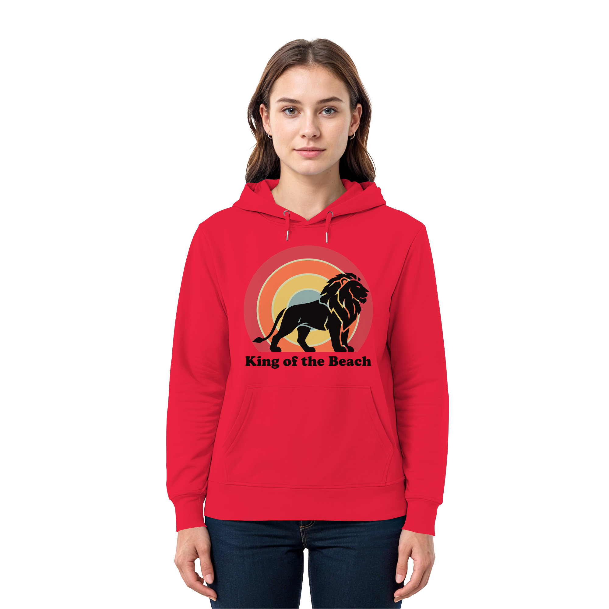 King of the Beach Löwe – Retro Strandkönig - Premium Unisex Hoodie