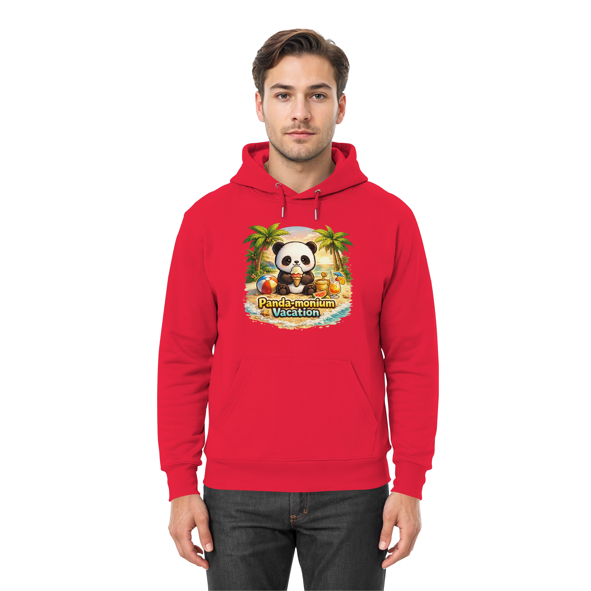 Panda-monium Vacation – Chilliger Strand Panda - Premium Unisex Hoodie